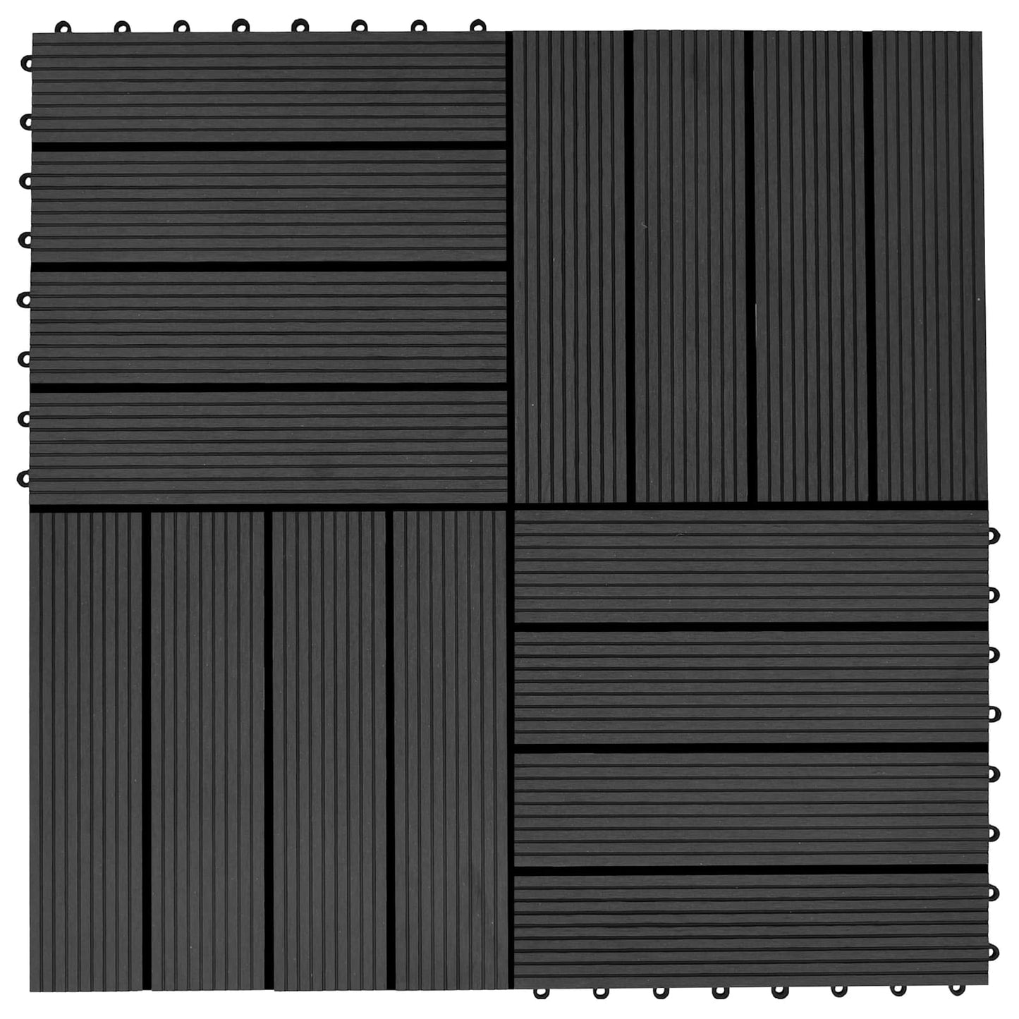 Decking Tile 22 pcs Black 30 x 30 cm WPC
