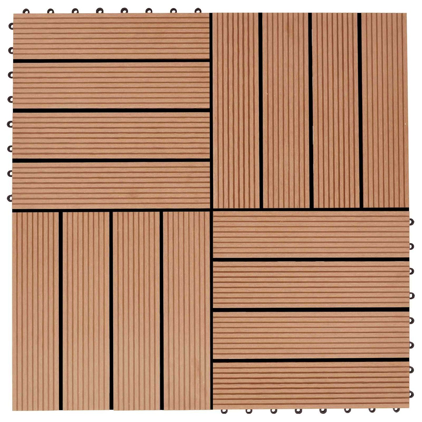Decking Tile 22 pcs Teak 30 x 30 cm WPC
