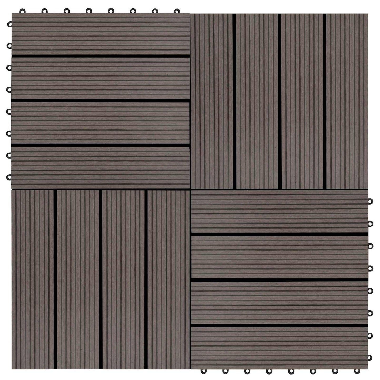 Decking Tile 22 pcs Dark Brown 30 x 30 cm WPC
