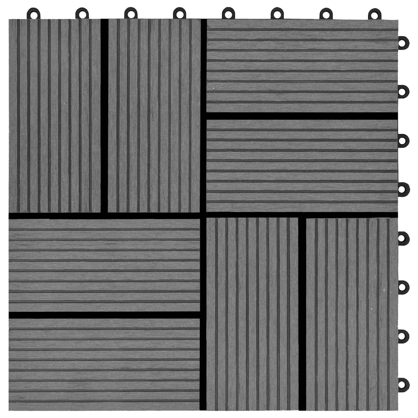 Decking Tile 22 pcs Grey 30 x 30 cm WPC