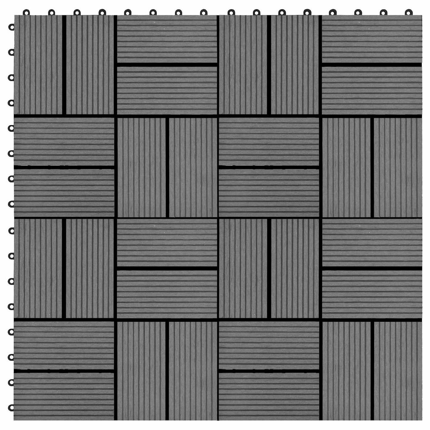 Decking Tile 22 pcs Grey 30 x 30 cm WPC