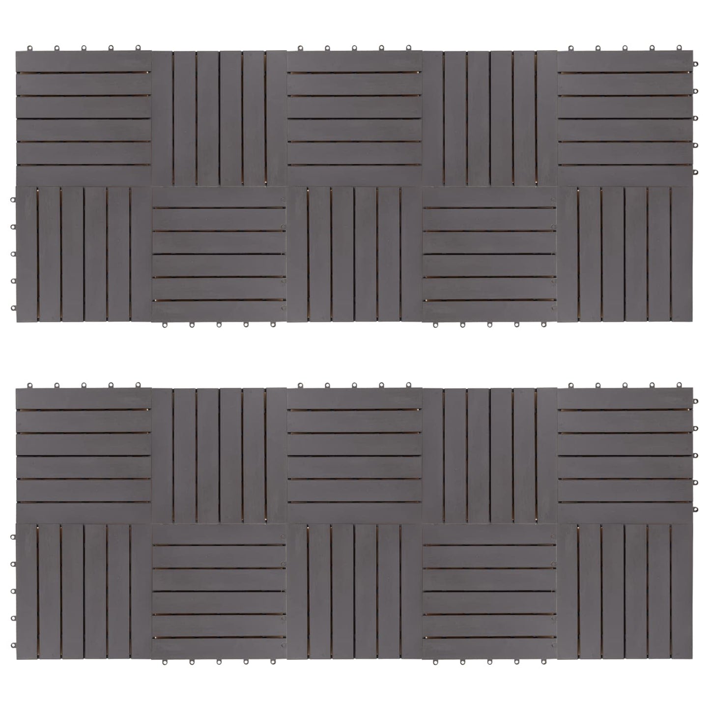 Decking Tile 20 pcs Grey 30 x 30 cm Acacia Hardwood