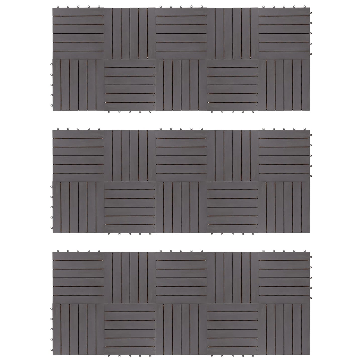 Decking Tile 30 pcs Grey 30 x 30 cm Acacia Hardwood