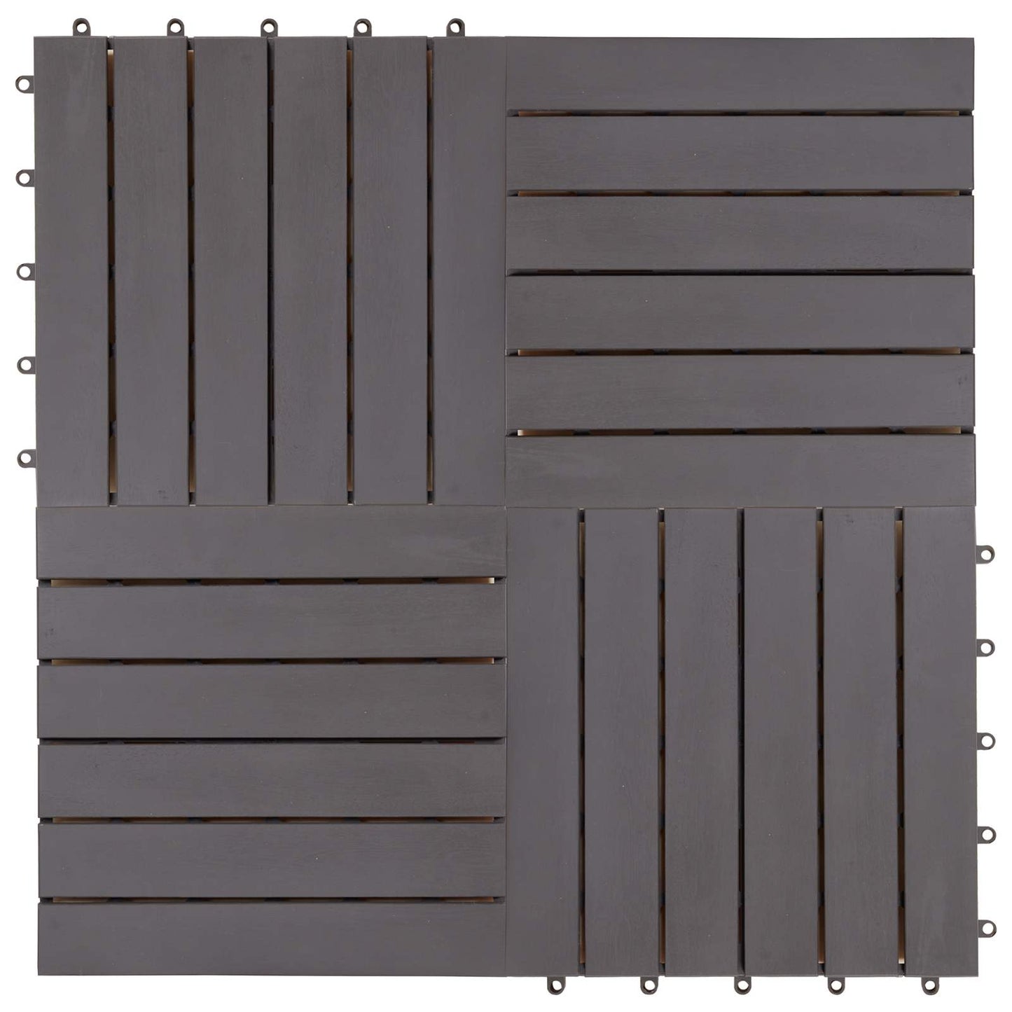 Decking Tile 30 pcs Grey 30 x 30 cm Acacia Hardwood