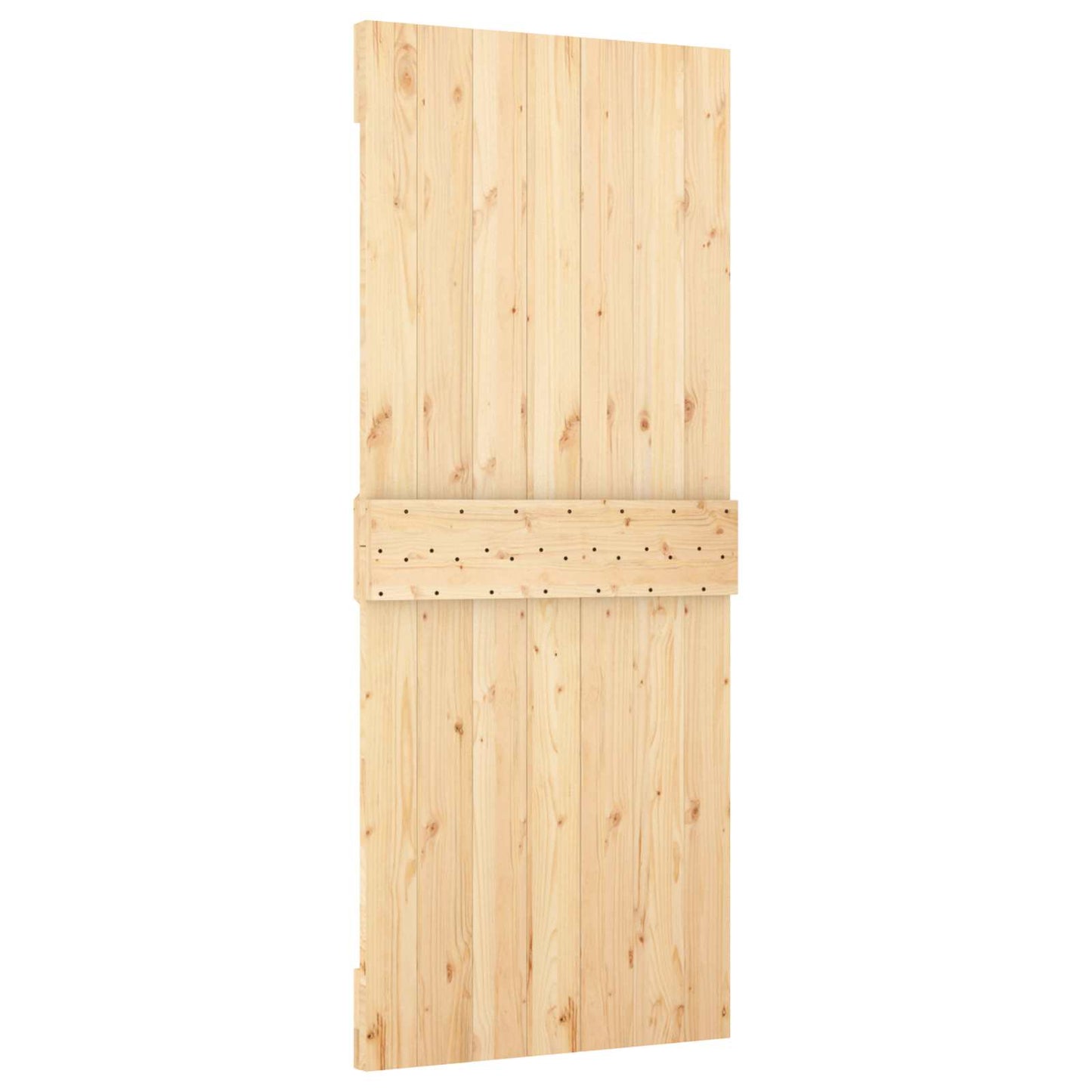 Sliding Door Natural and Black 85 x 210 cm Solid Pine Wood