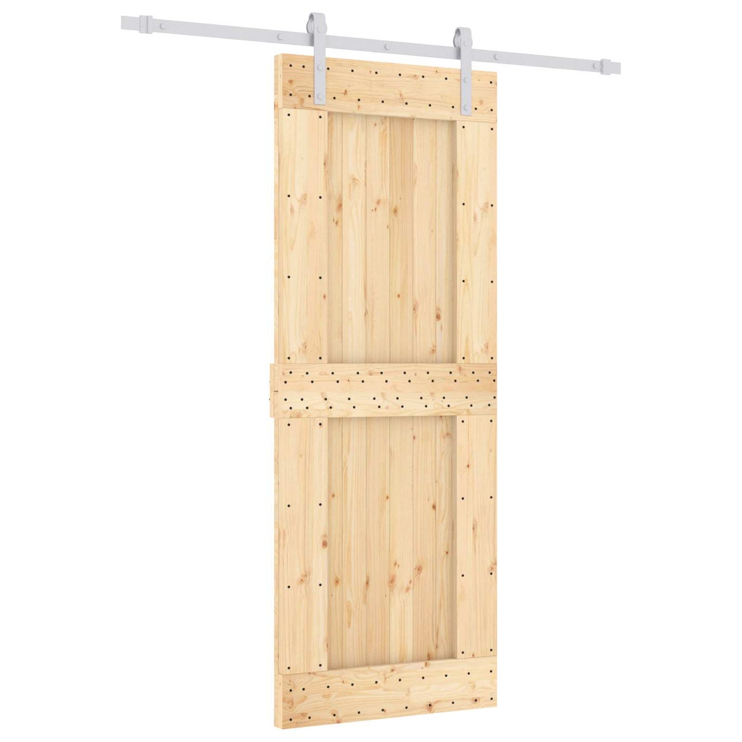 Sliding Door Natural and White 80 x 210 cm Solid Pine Wood