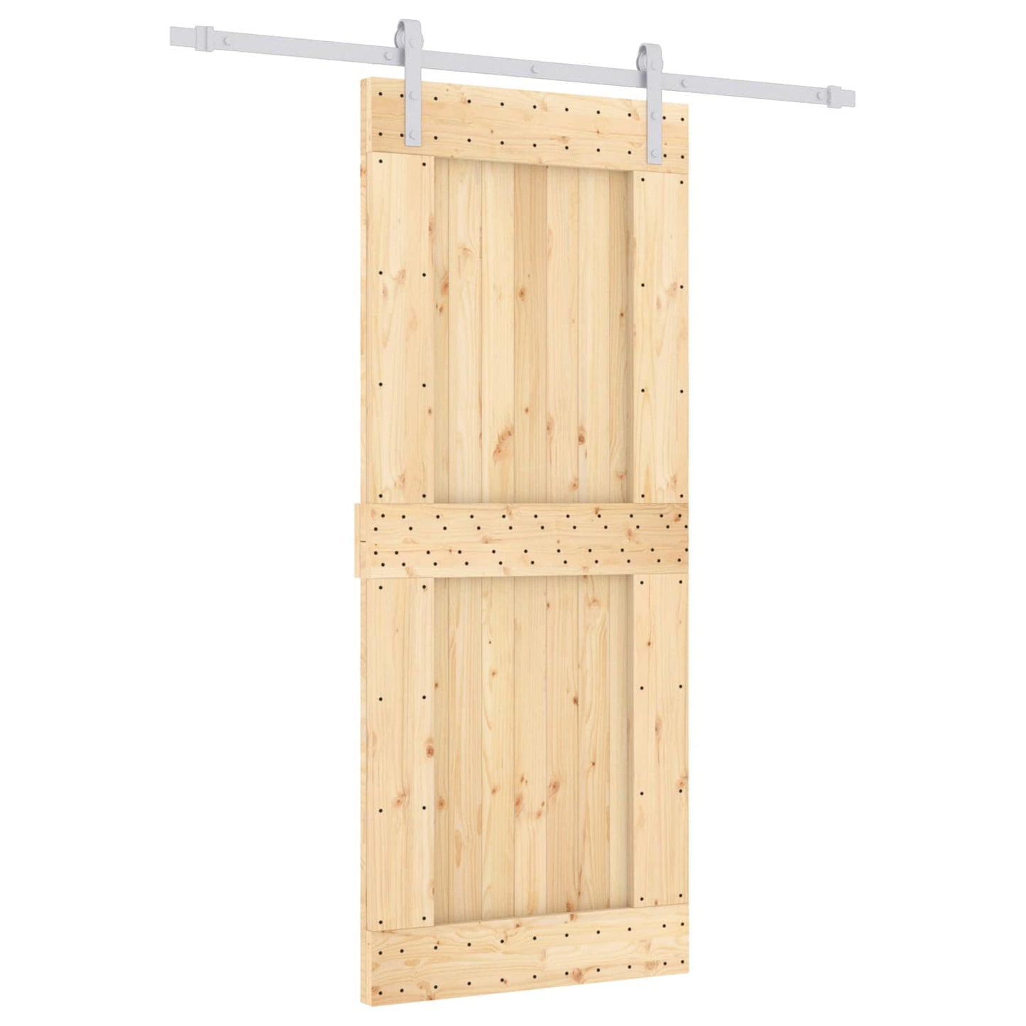 Sliding Door Natural and White 85 x 210 cm Solid Pine Wood