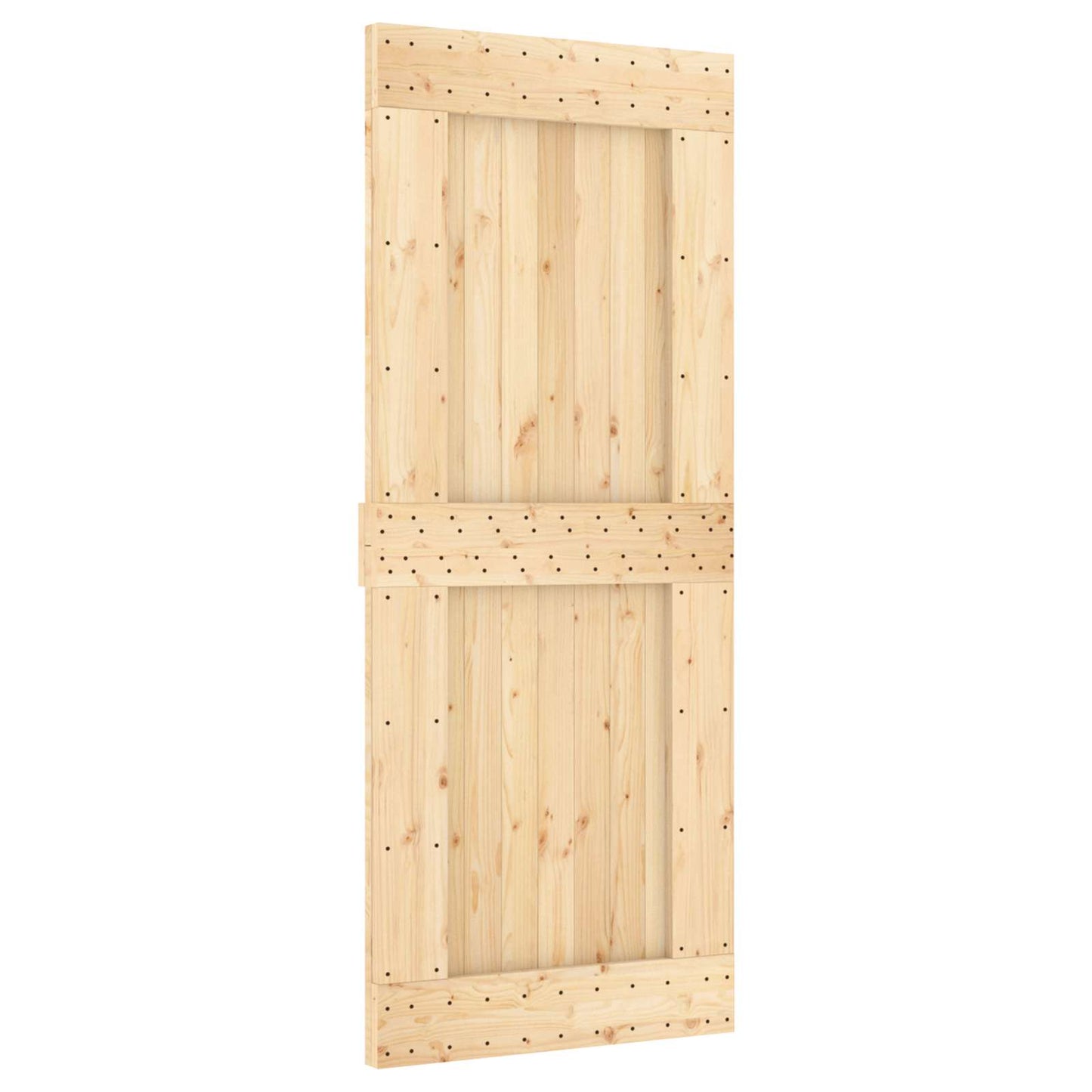 Sliding Door Natural and White 85 x 210 cm Solid Pine Wood