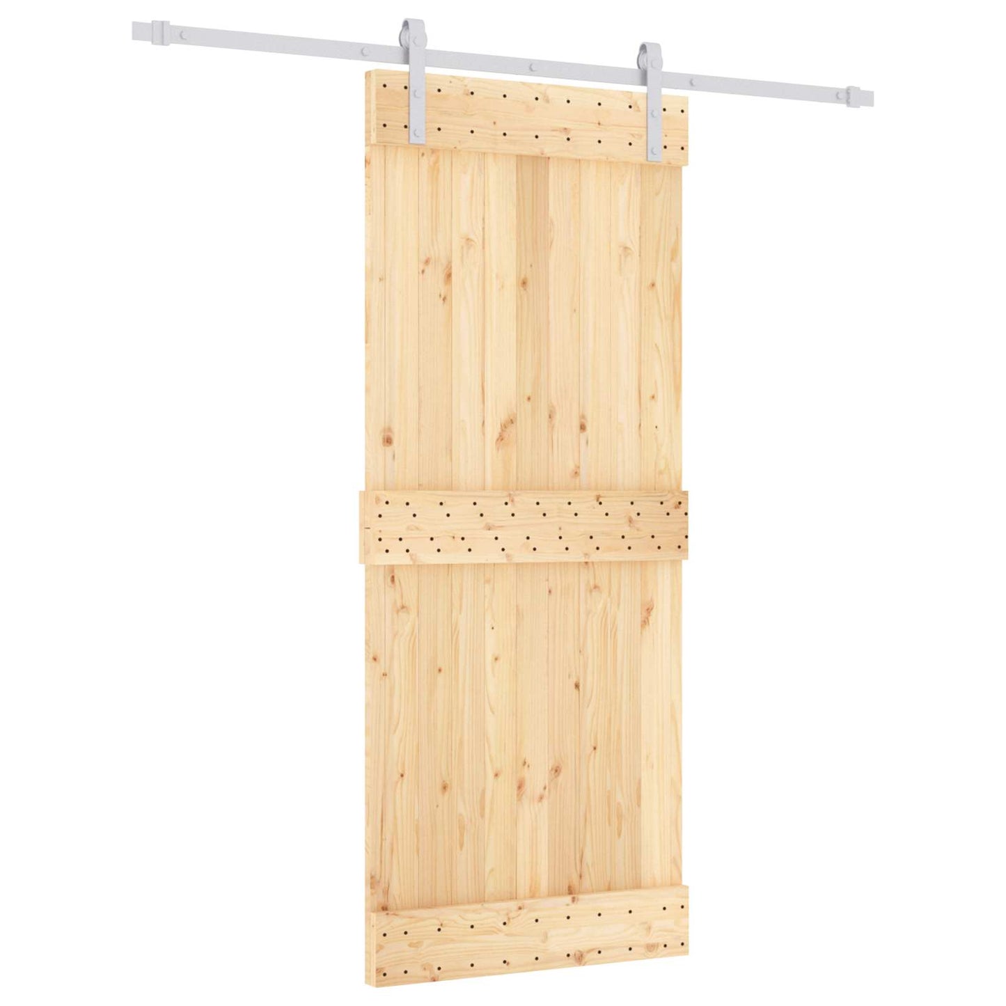 Sliding Door Natural and White 85 x 210 cm Solid Pine Wood