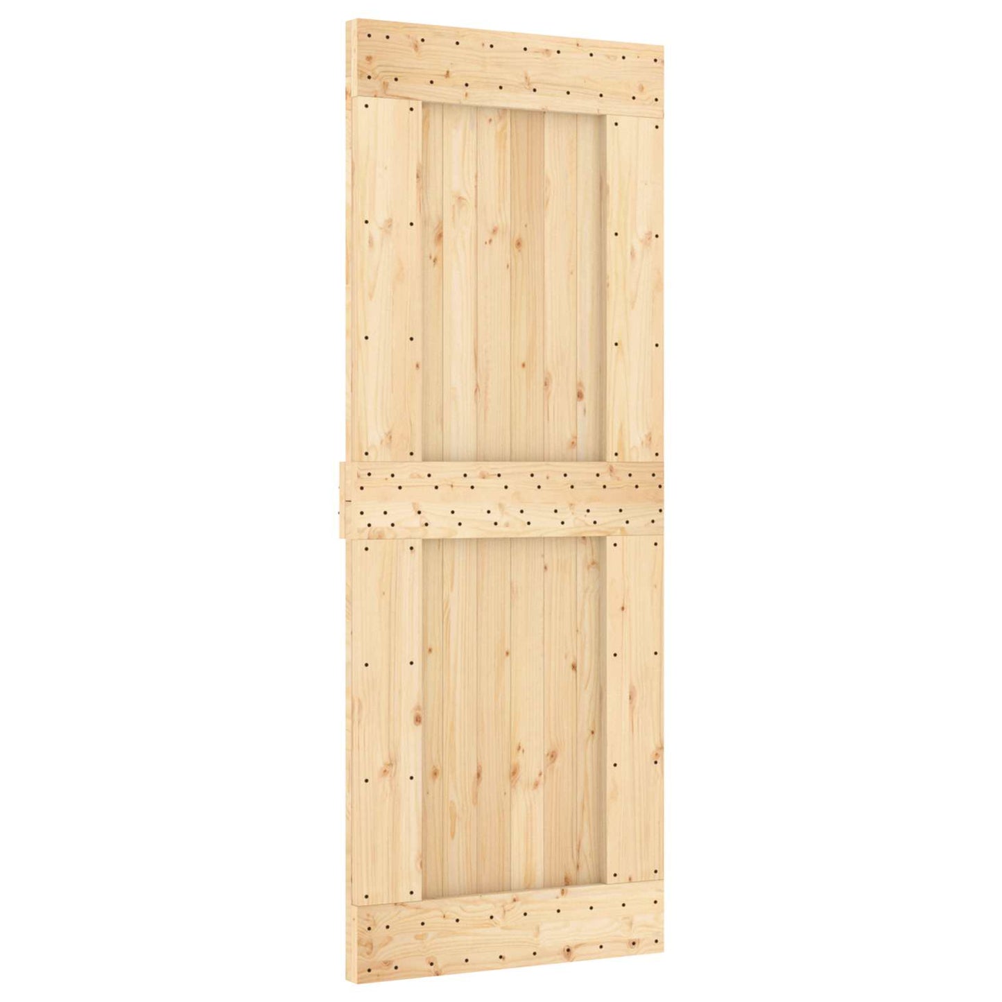 Sliding Door Natural and White 80 x 210 cm Solid Pine Wood