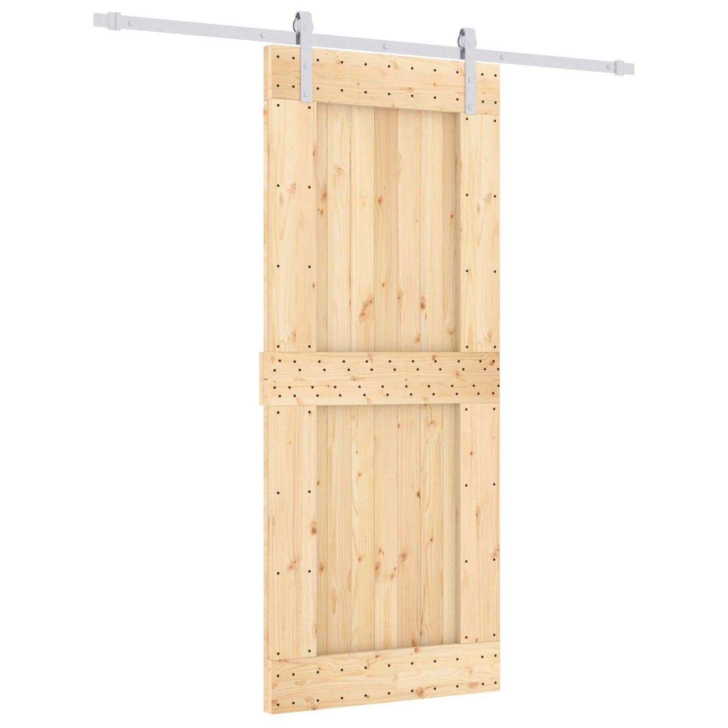 Sliding Door Natural and White 85 x 210 cm Solid Pine Wood