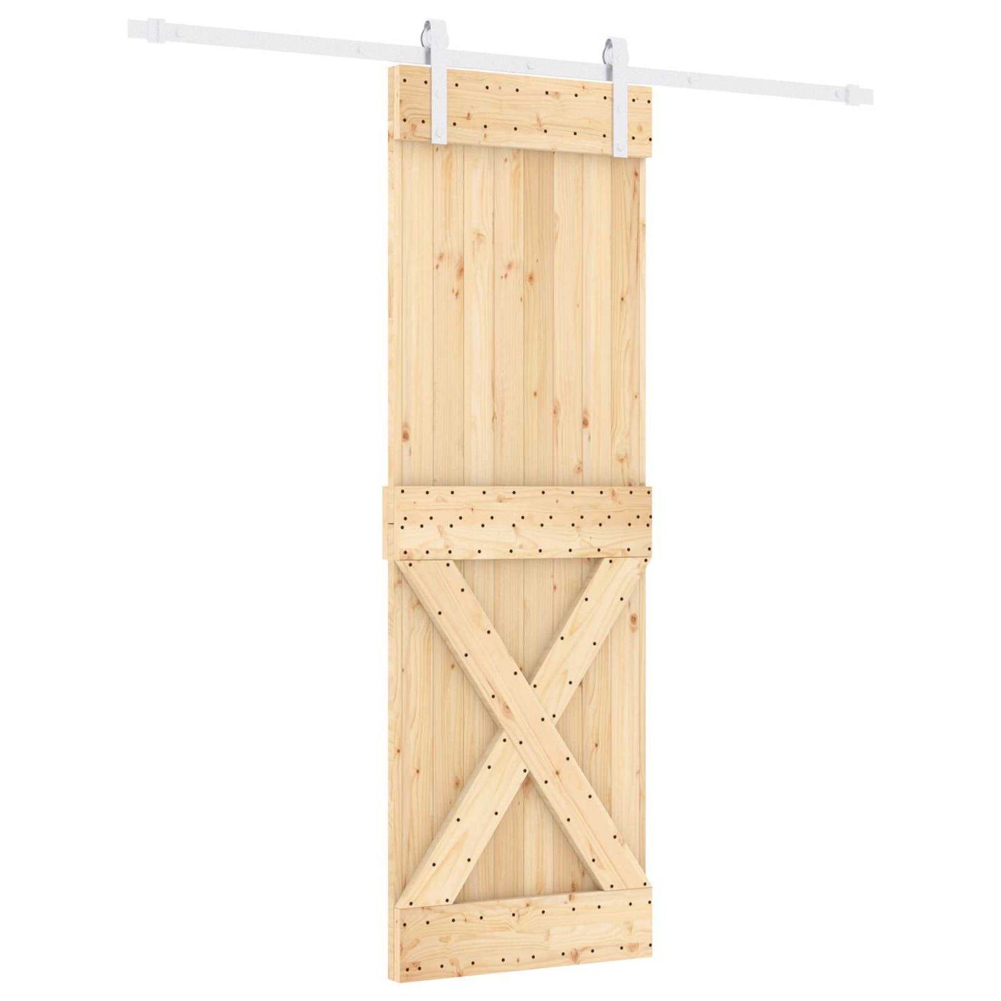 Sliding Door Natural and White 70 x 210 cm Solid Pine Wood
