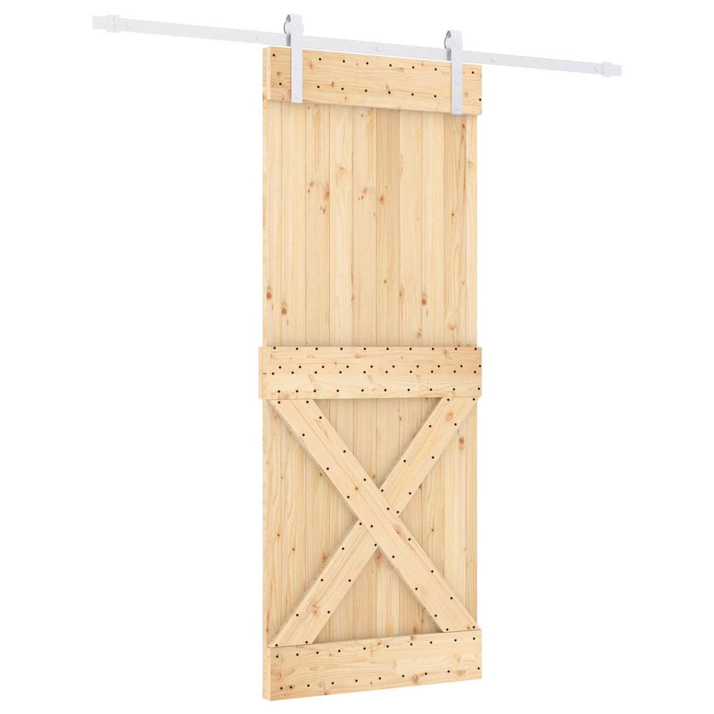 Sliding Door Natural and White 80 x 210 cm Solid Pine Wood