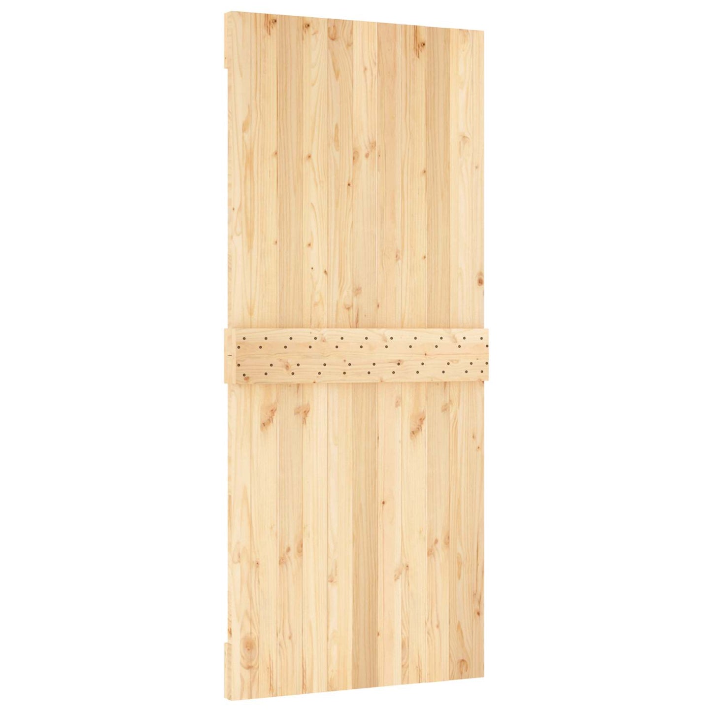 Sliding Door Natural and Black 90 x 210 cm Solid Pine Wood