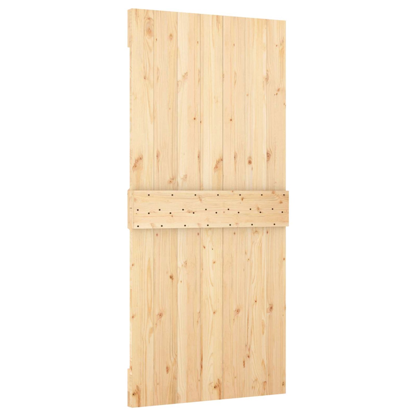 Sliding Door Natural and Black 95 x 210 cm Solid Pine Wood