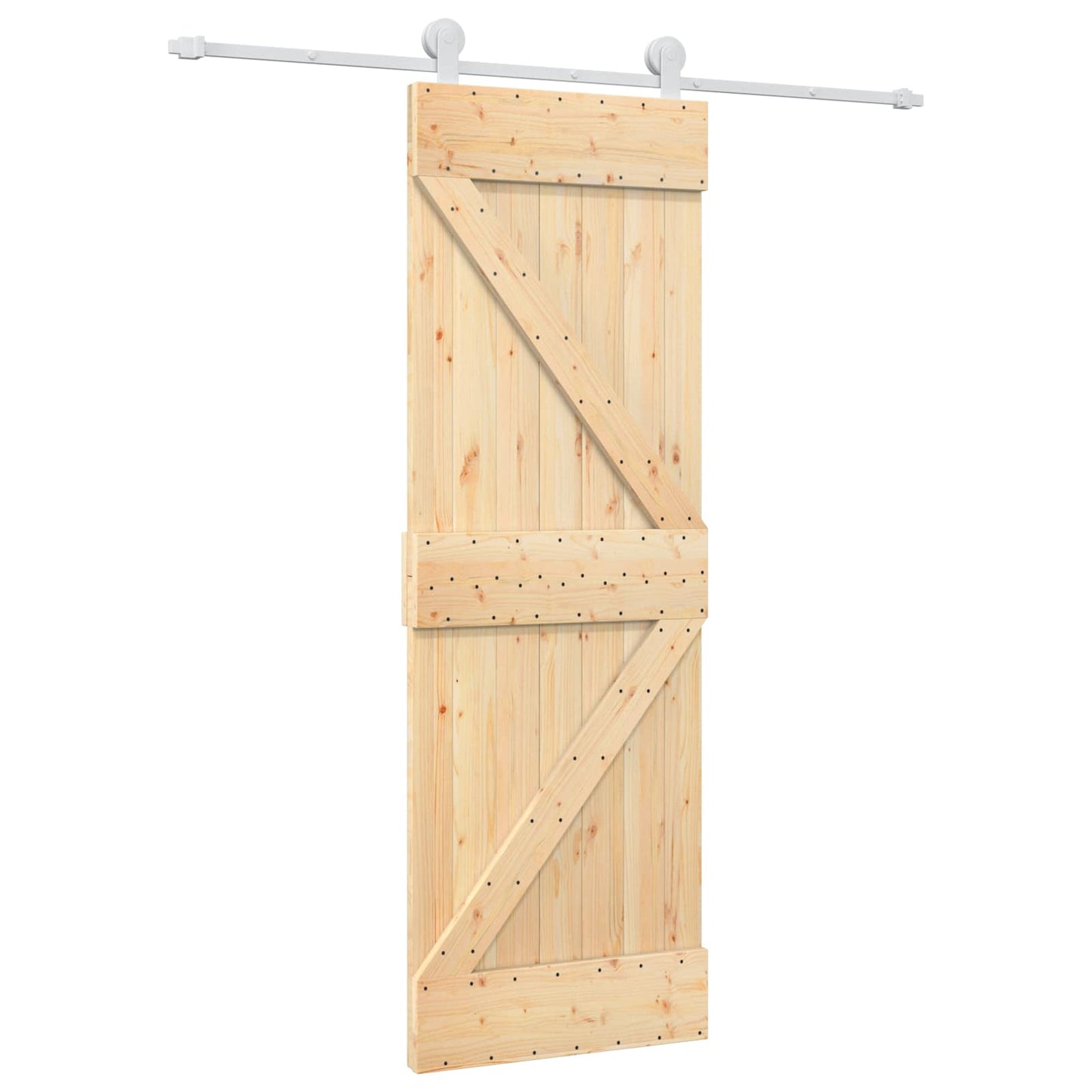 Sliding Door Natural and White 70 x 210 cm Solid Pine Wood