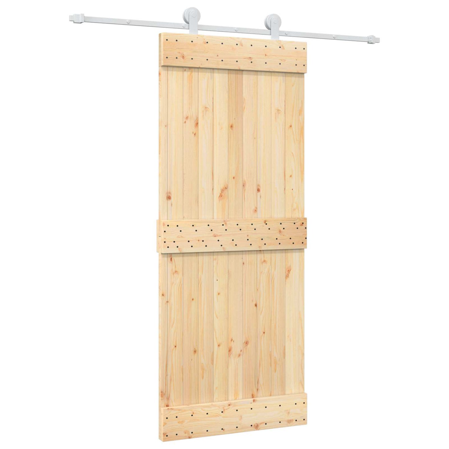 Sliding Door Natural and White 85 x 210 cm Solid Pine Wood