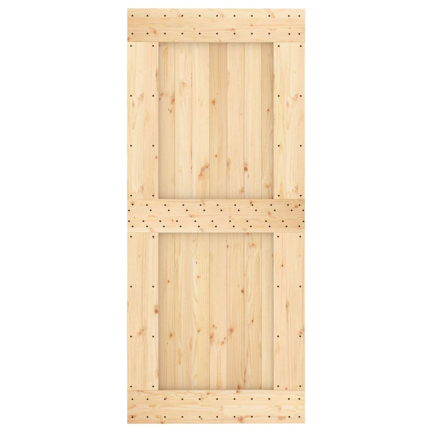 Sliding Door Natural and White 90 x 210 cm Solid Pine Wood