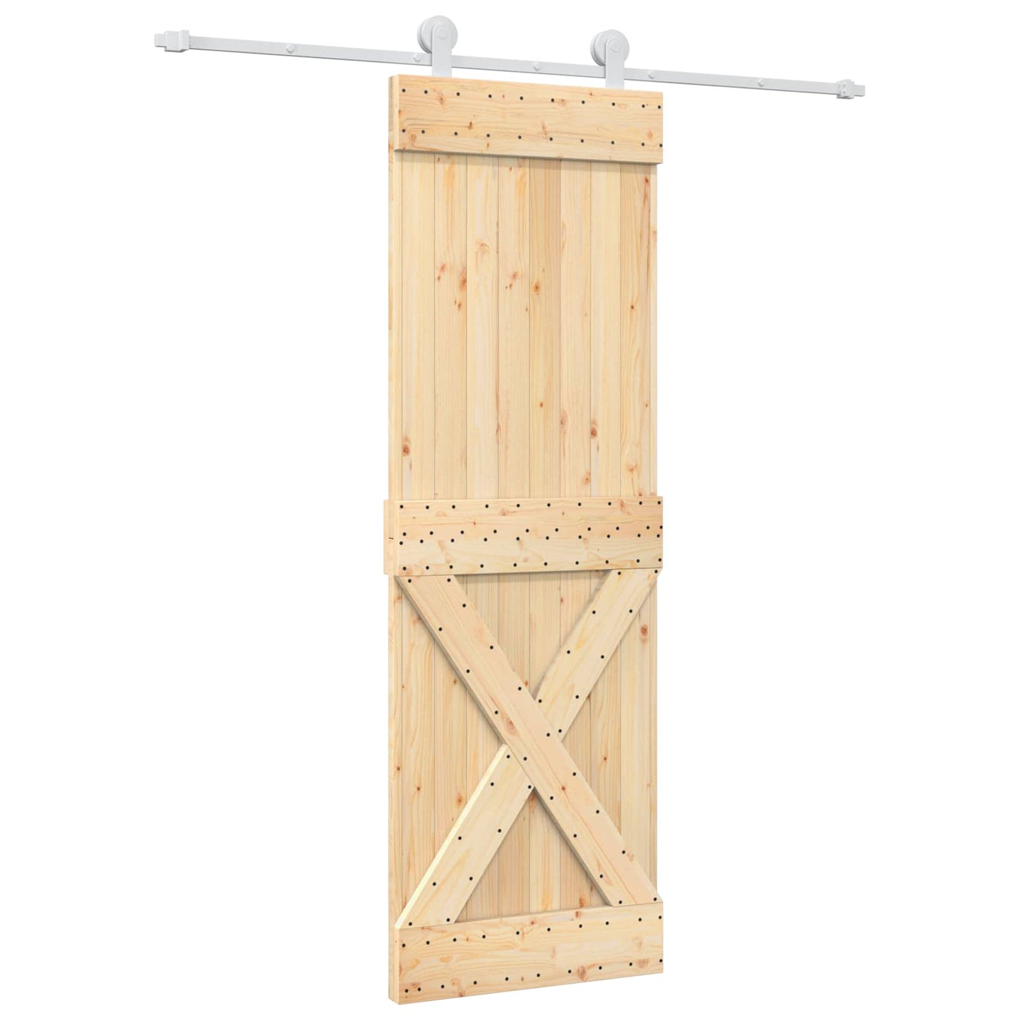 Sliding Door Natural and White 70 x 210 cm Solid Pine Wood