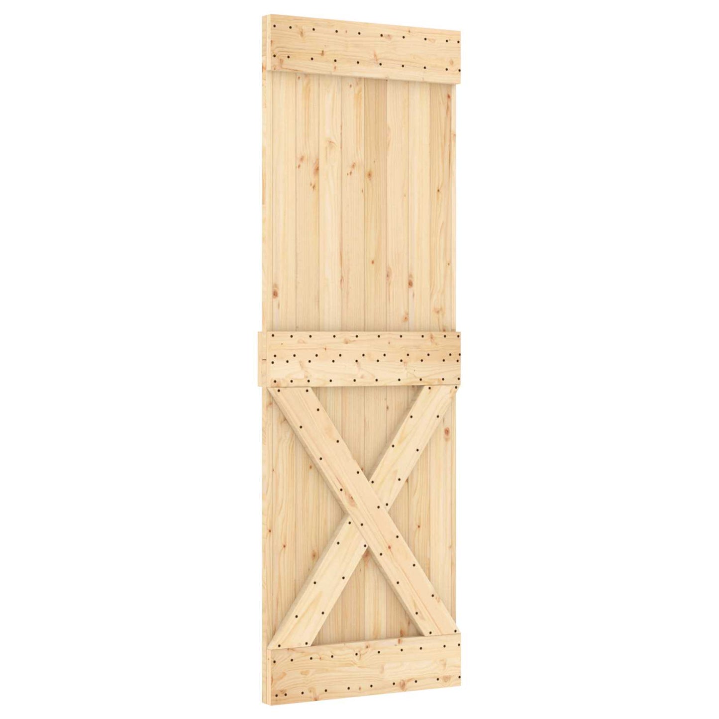 Sliding Door Natural and White 70 x 210 cm Solid Pine Wood