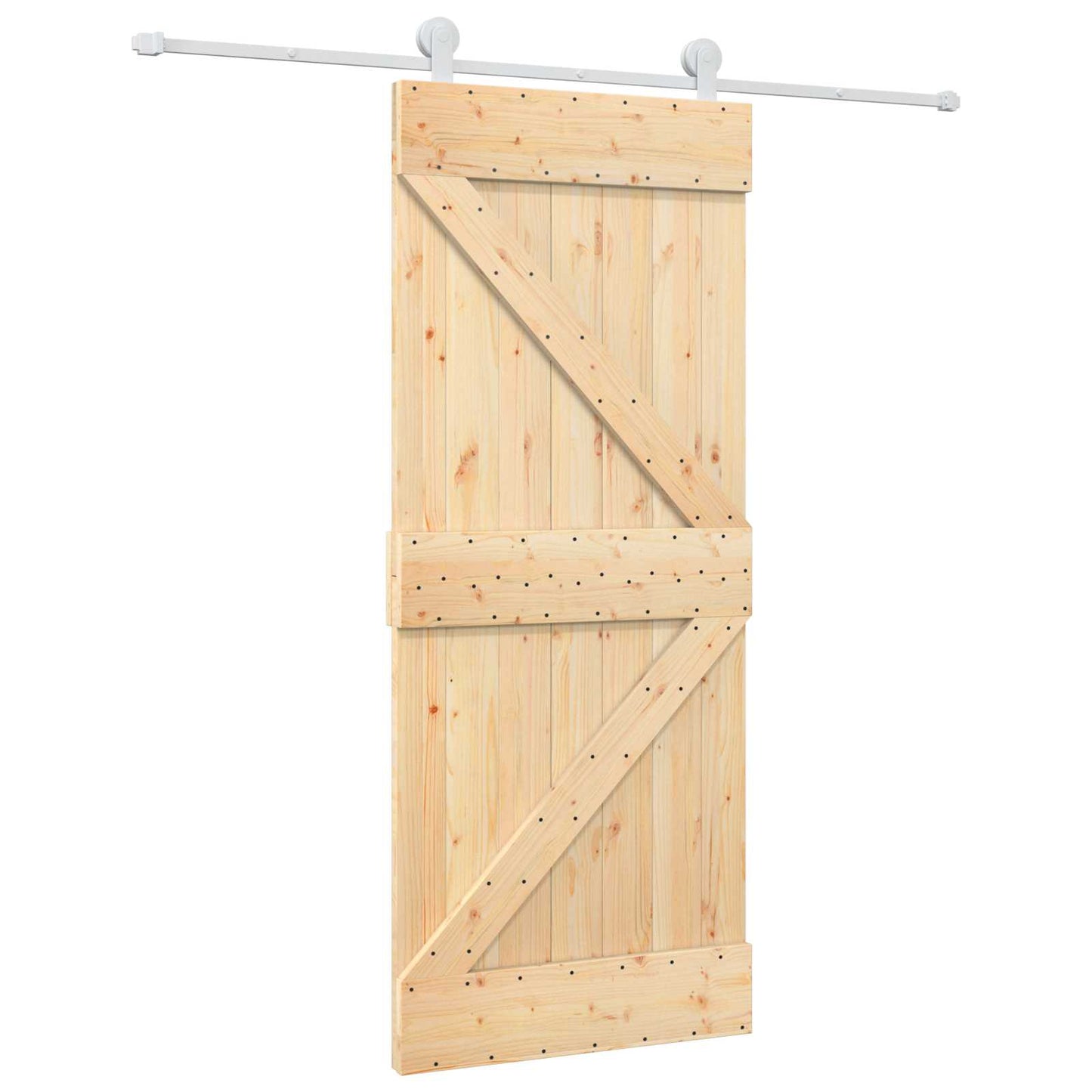 Sliding Door Natural and White 85 x 210 cm Solid Pine Wood