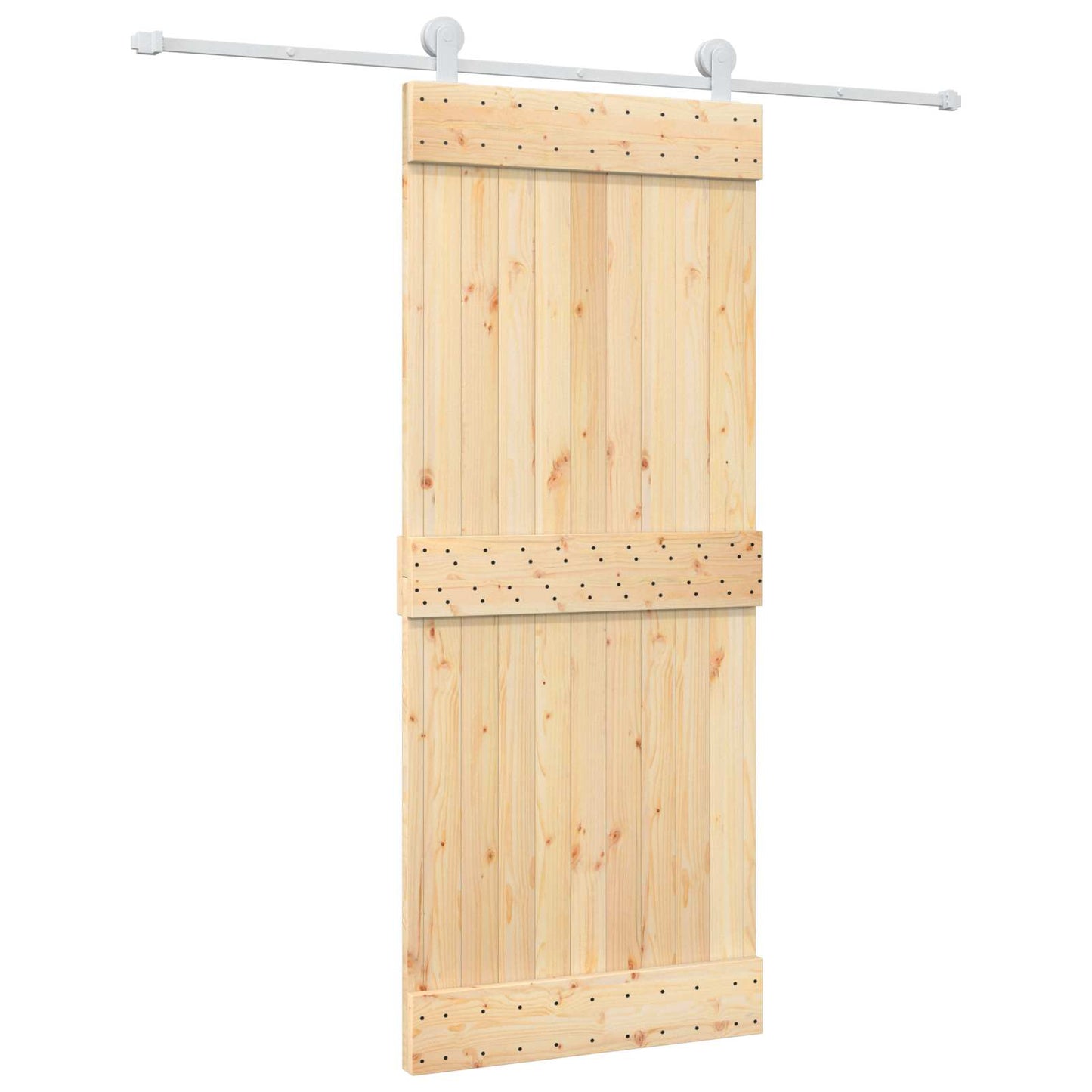 Sliding Door Natural and White 85 x 210 cm Solid Pine Wood