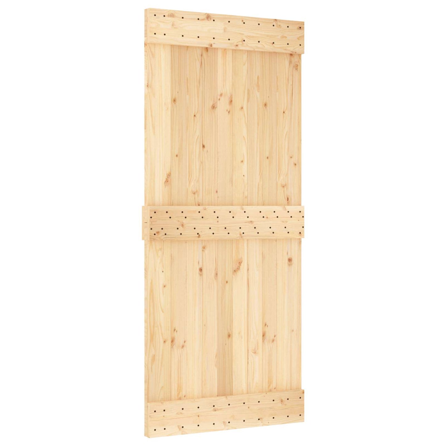 Sliding Door Natural and White 90 x 210 cm Solid Pine Wood
