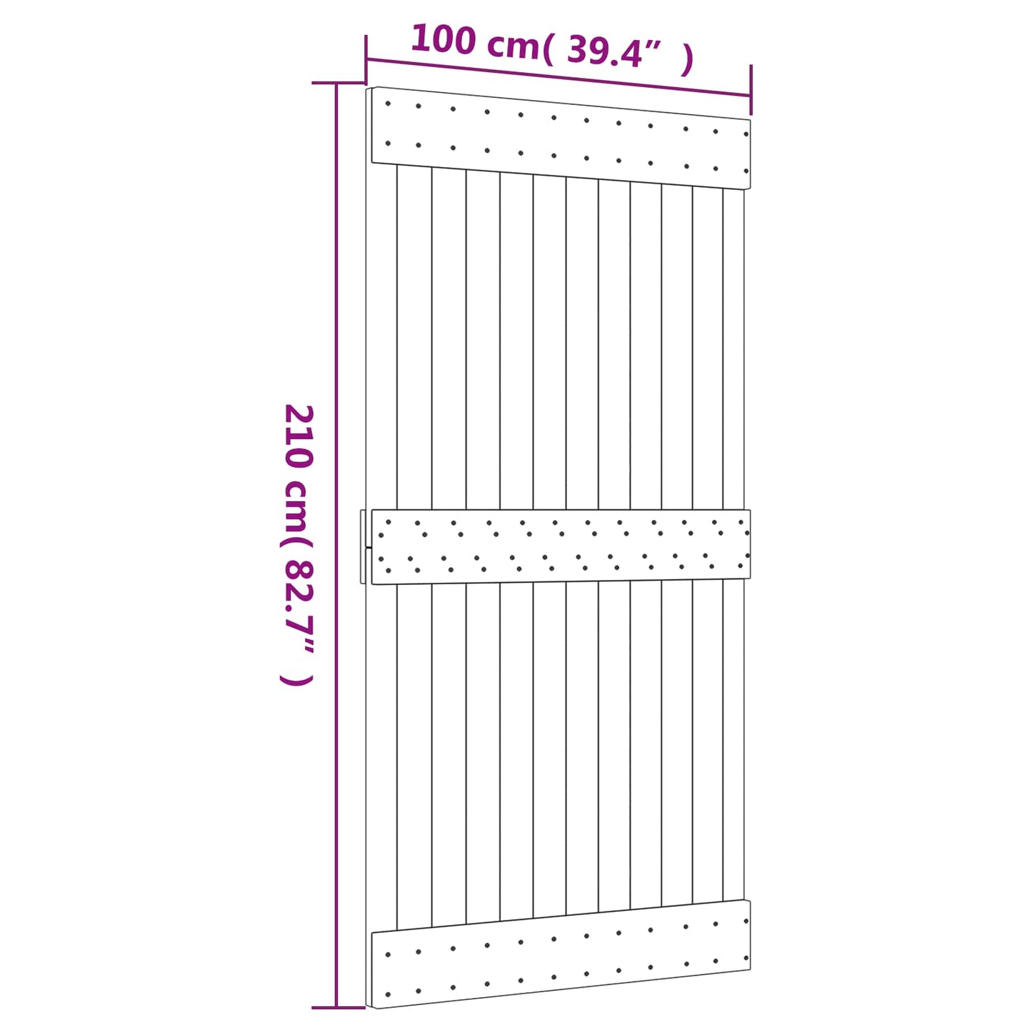 Sliding Door Natural and White 100 x 210 cm Solid Pine Wood