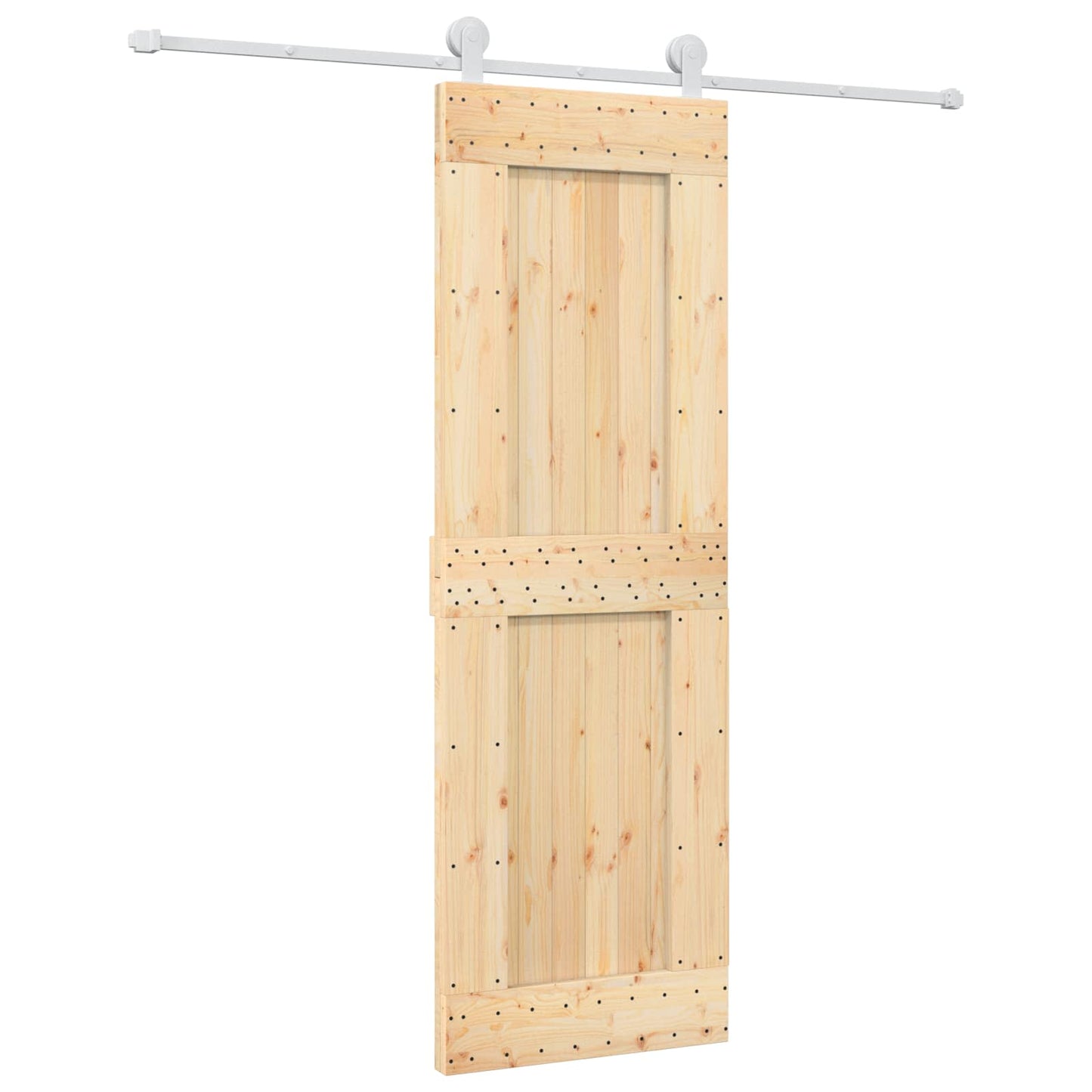 Sliding Door Natural and White 70 x 210 cm Solid Pine Wood
