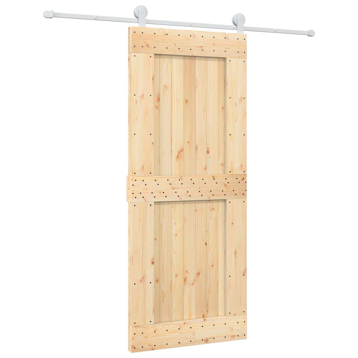 Sliding Door Natural and White 85 x 210 cm Solid Pine Wood