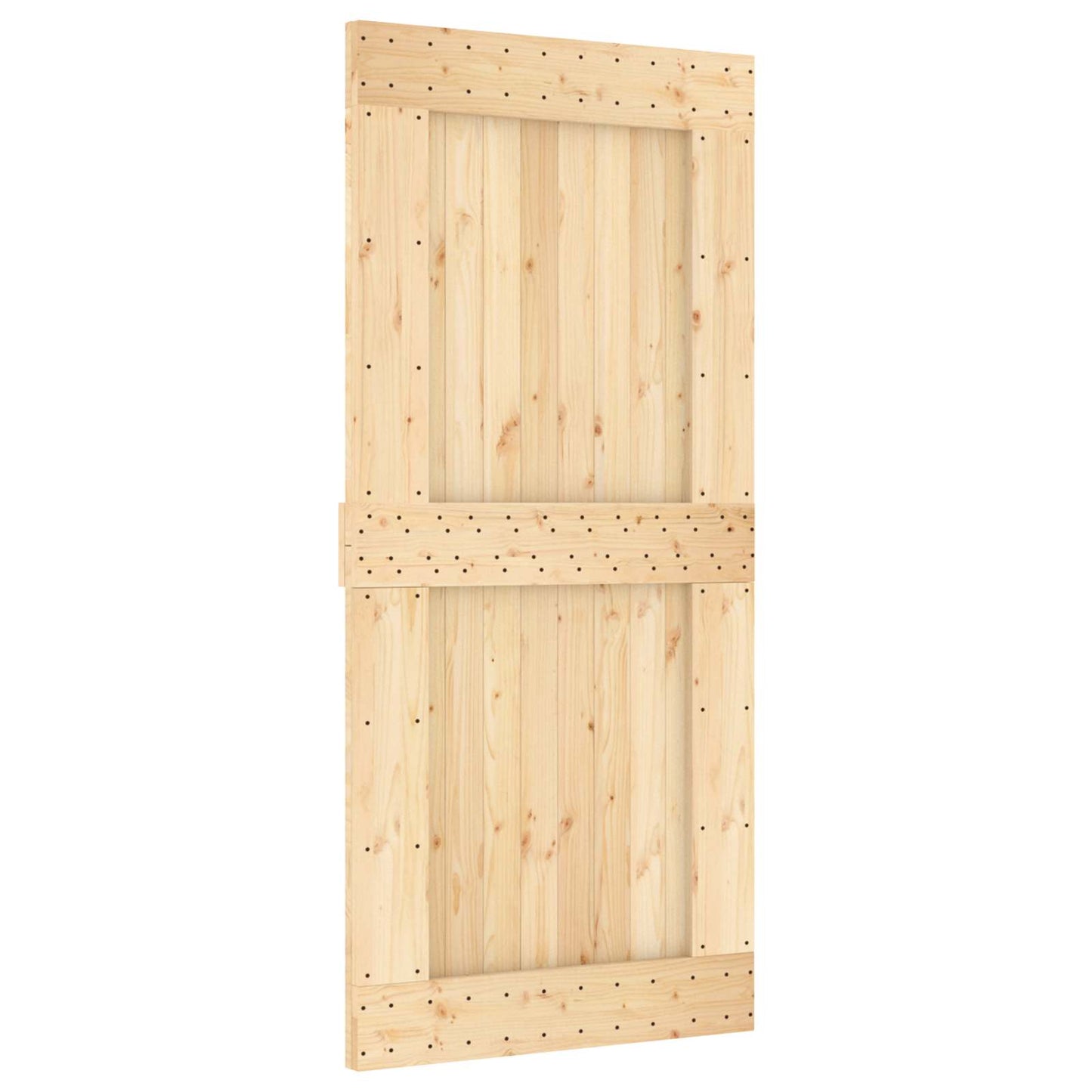 Sliding Door Natural and White 95 x 210 cm Solid Pine Wood
