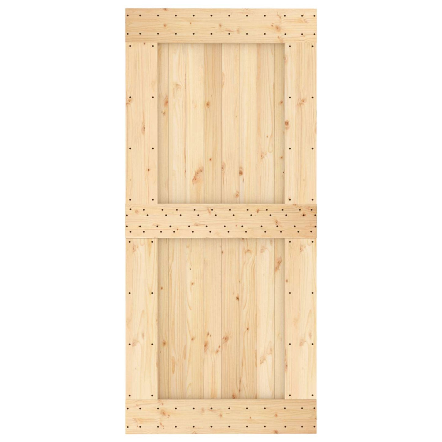 Sliding Door Natural and White 95 x 210 cm Solid Pine Wood