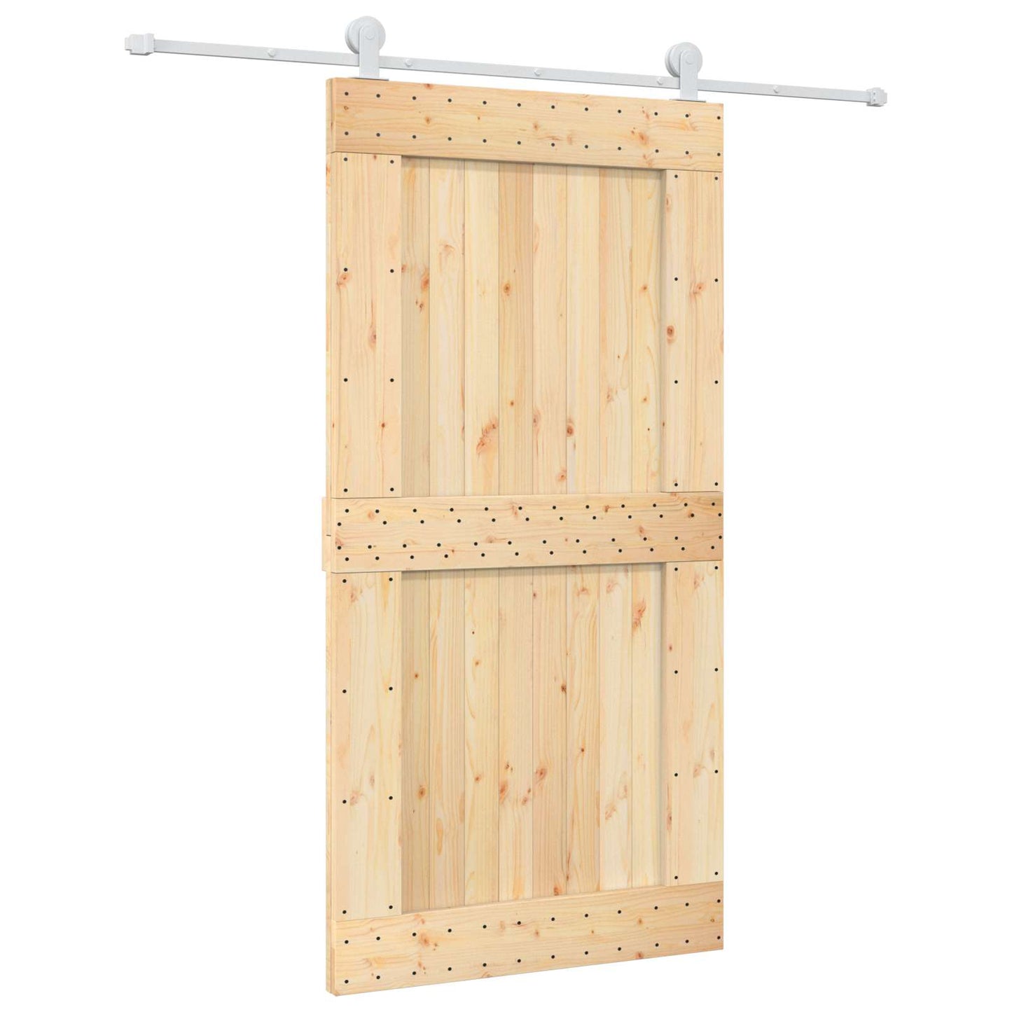 Sliding Door Natural and White Solid Pine Wood (Untreated)