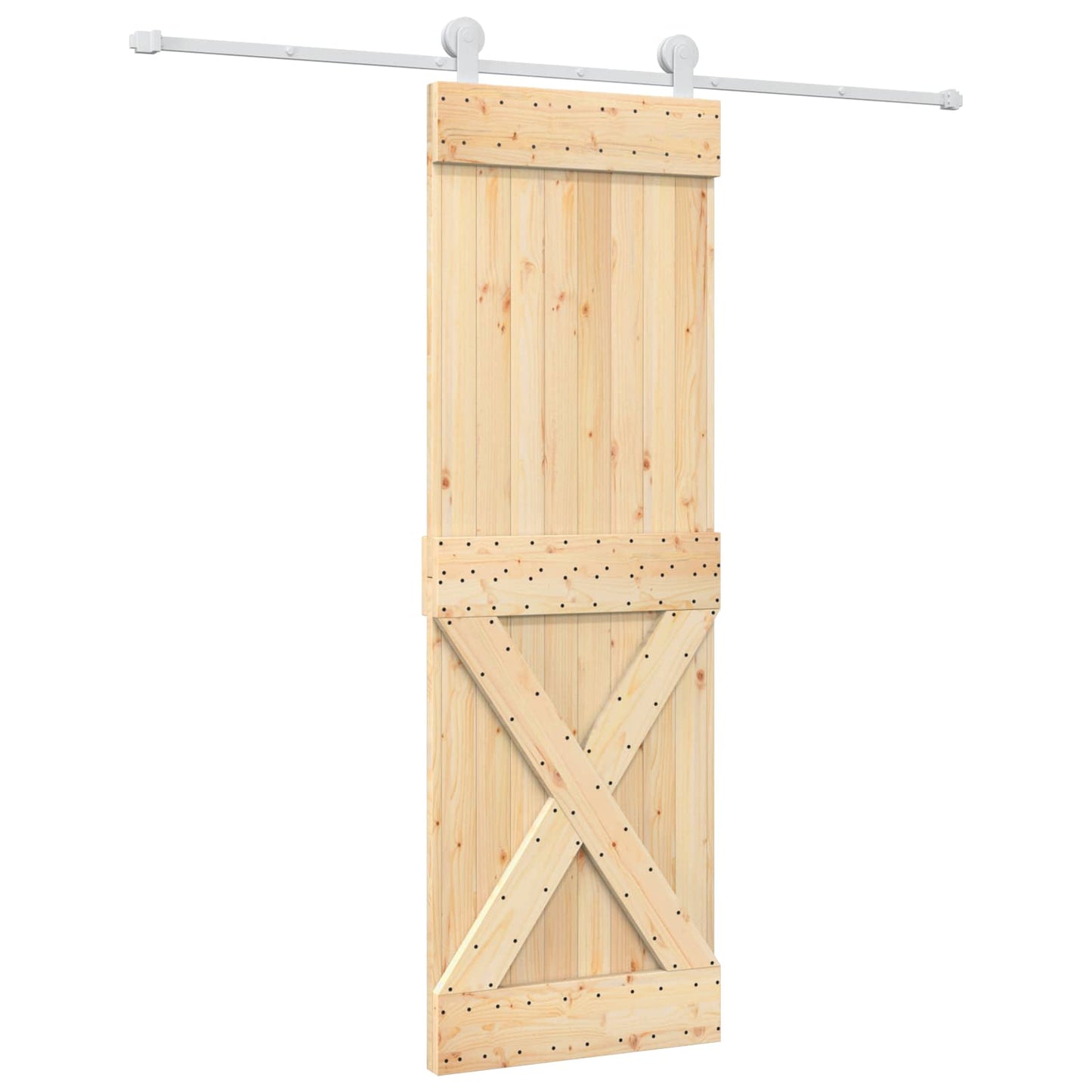 Sliding Door Natural and White 70 x 210 cm Solid Pine Wood