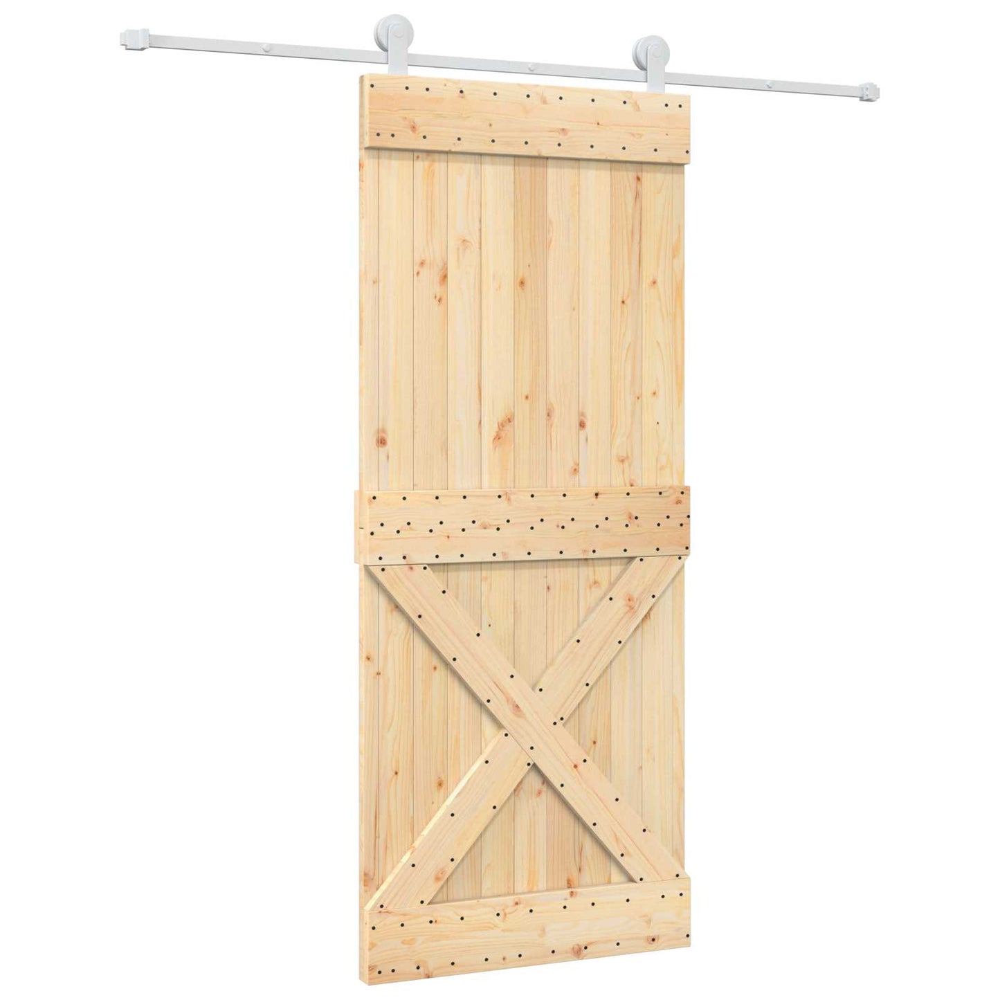 Sliding Door Natural and White 85 x 210 cm Solid Pine Wood