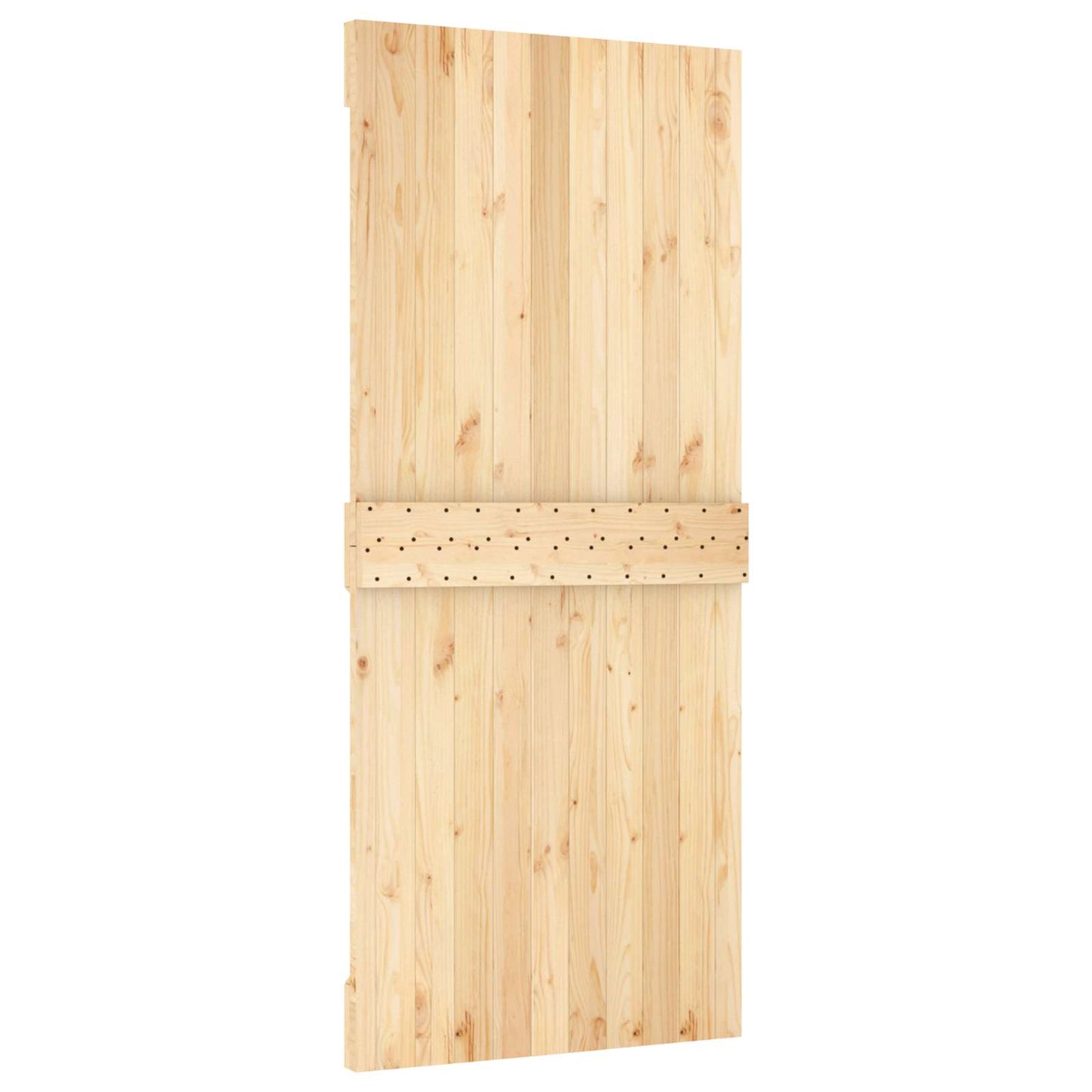 Sliding Door Natural and White 90 x 210 cm Solid Pine Wood