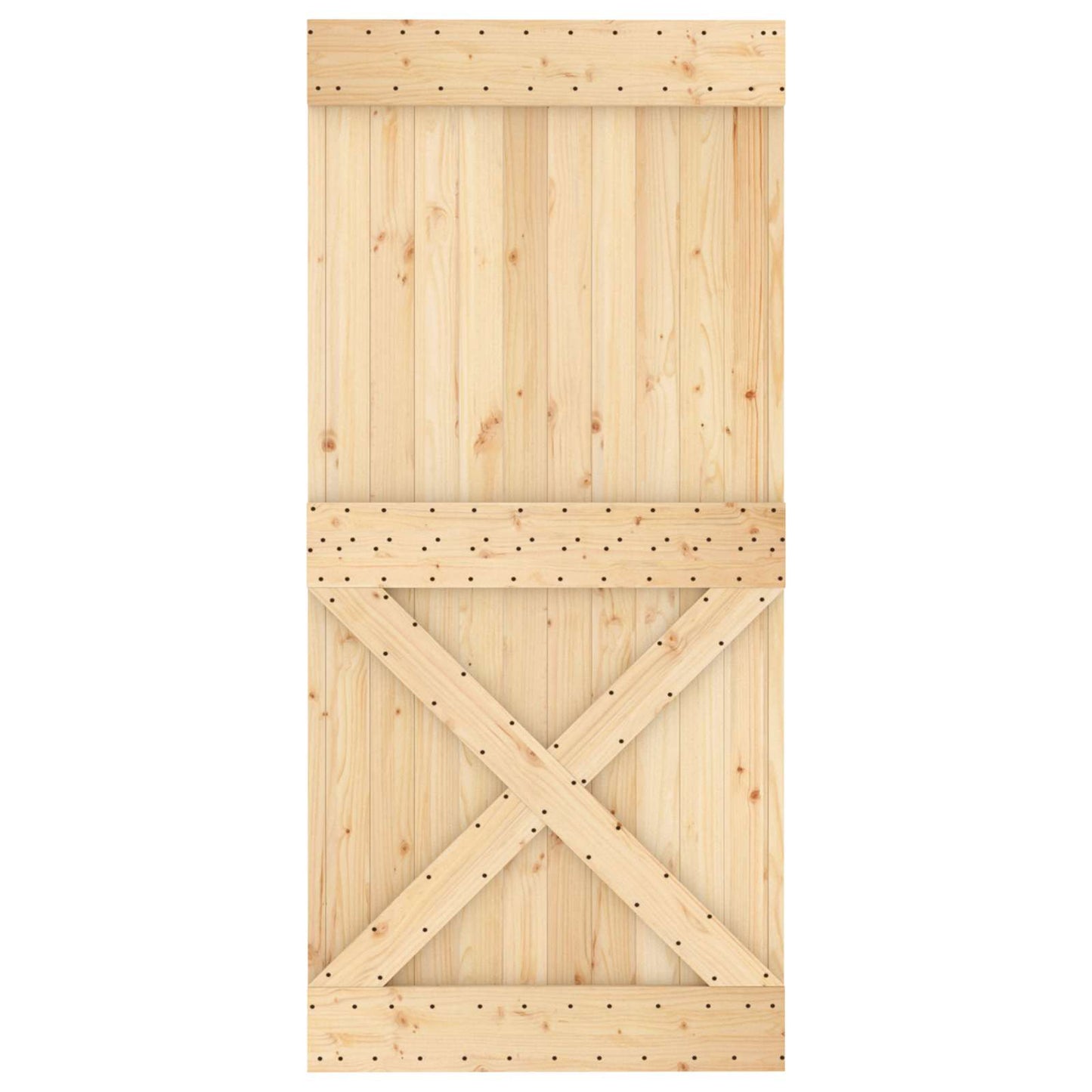 Sliding Door Natural and White 95 x 210 cm Solid Pine Wood