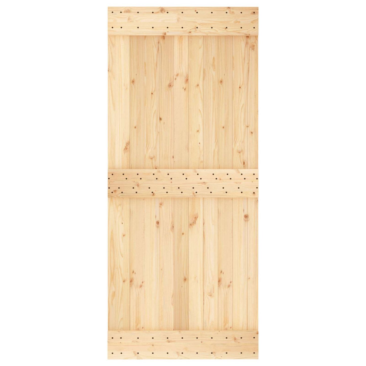 Sliding Door Natural and Black 90 x 210 cm Solid Pine Wood