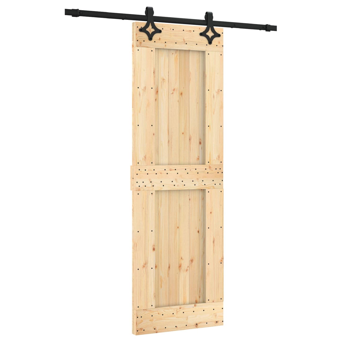 Sliding Door Natural and Black 70 x 210 cm Solid Pine Wood