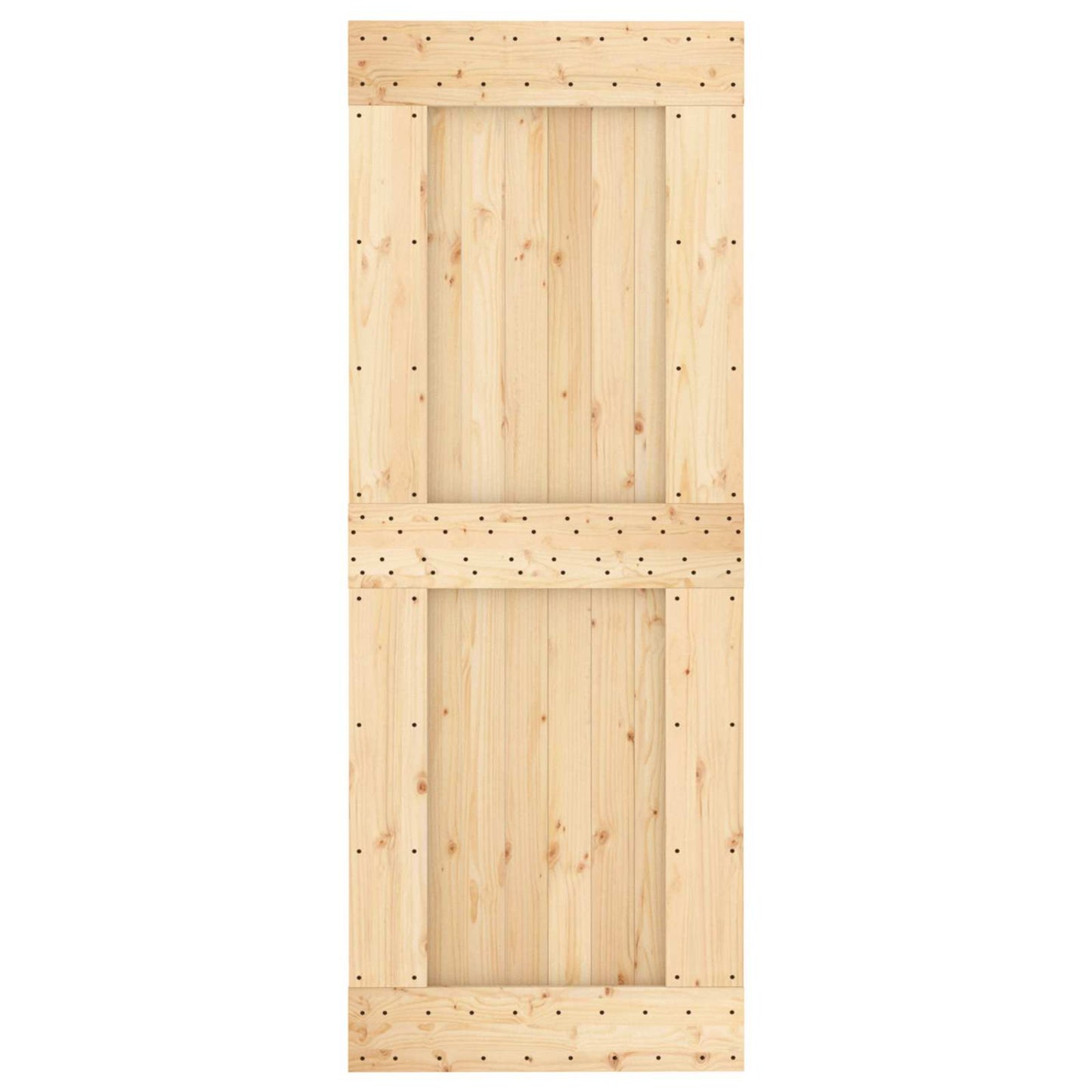 Sliding Door Natural and Black 80 x 210 cm Solid Pine Wood