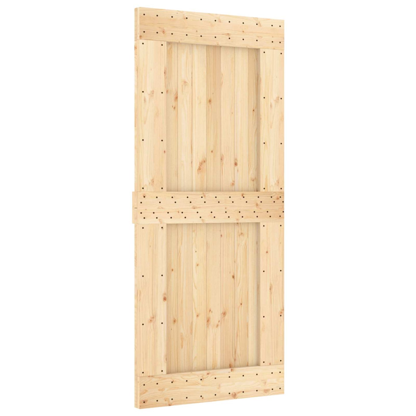 Sliding Door Natural and Black Solid Pine Wood (Untreated)