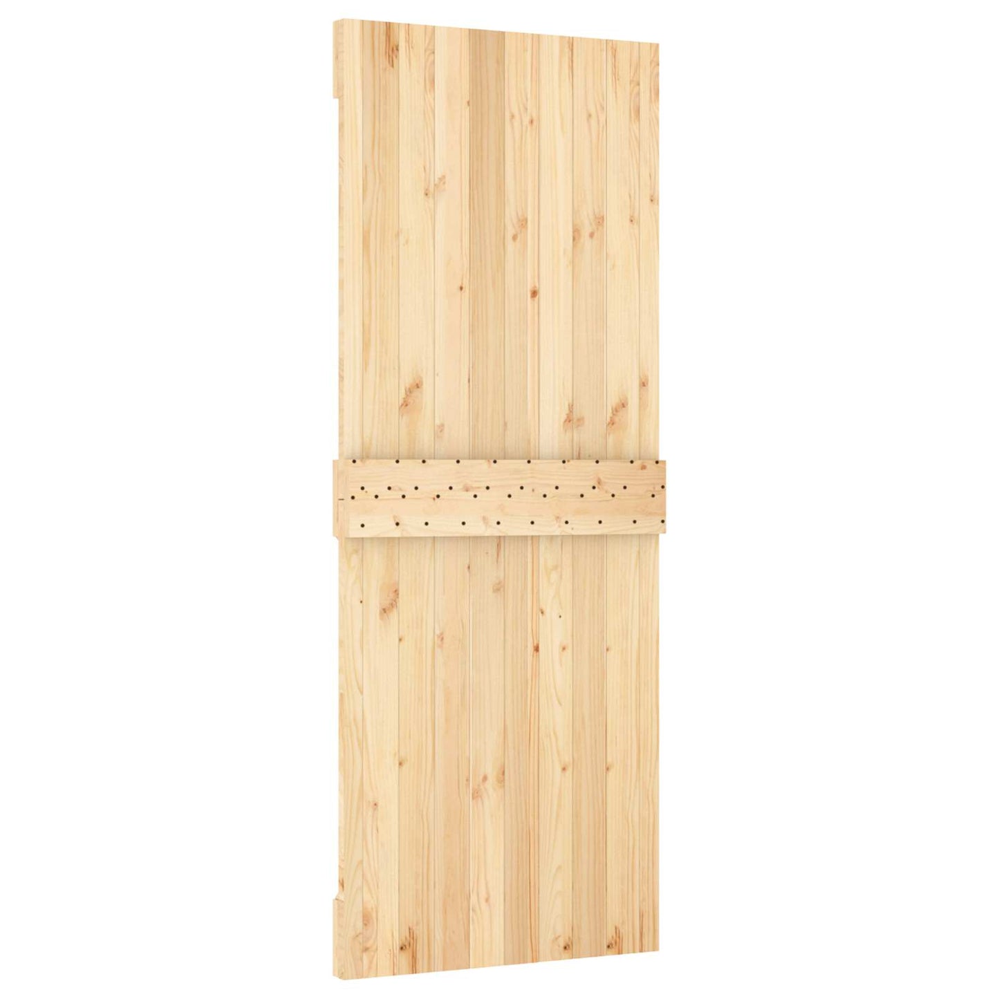 Sliding Door Natural and Black 80 x 210 cm Solid Pine Wood
