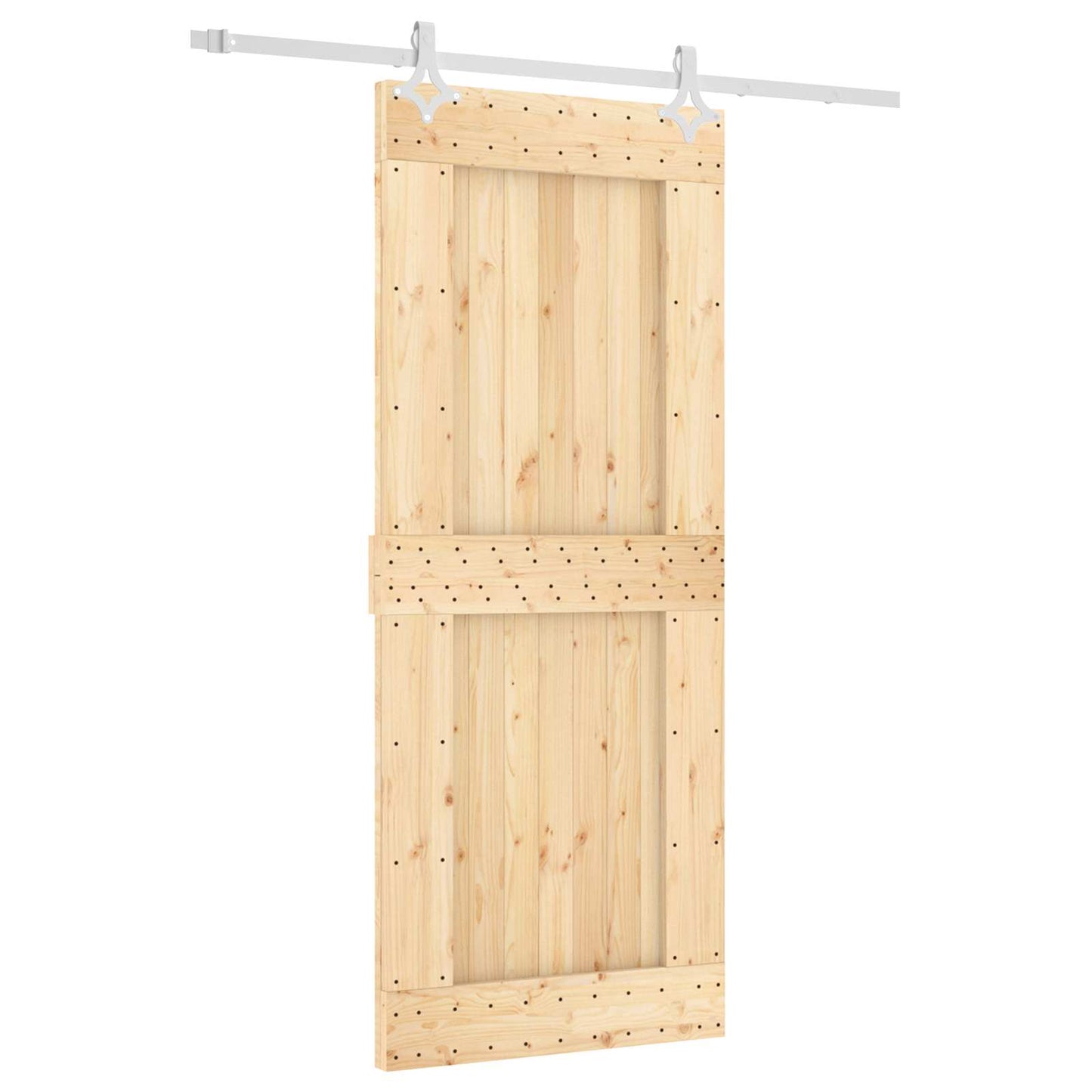 Sliding Door Natural and White 85 x 210 cm Solid Pine Wood