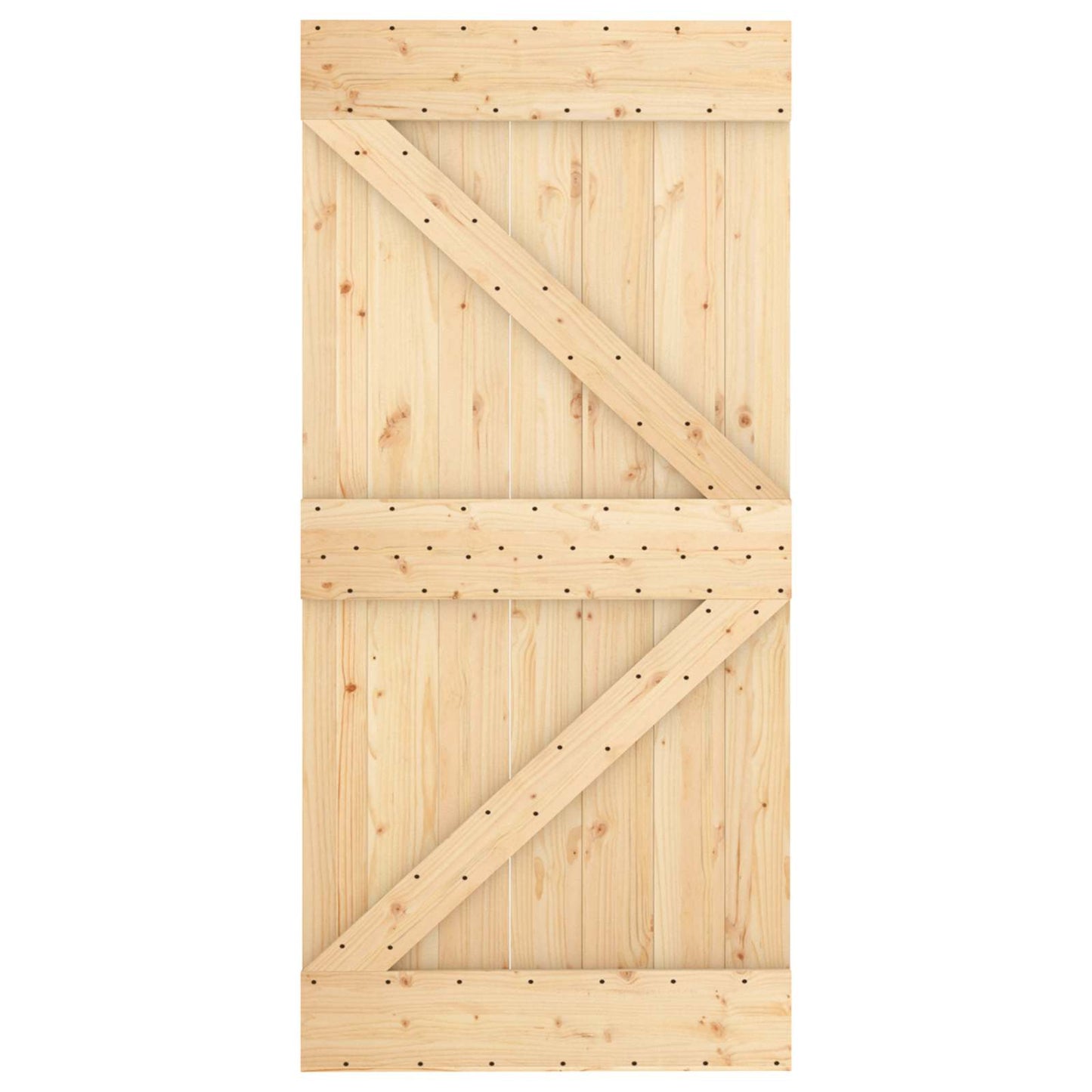 Sliding Door Natural and White 100 x 210 cm Solid Pine Wood