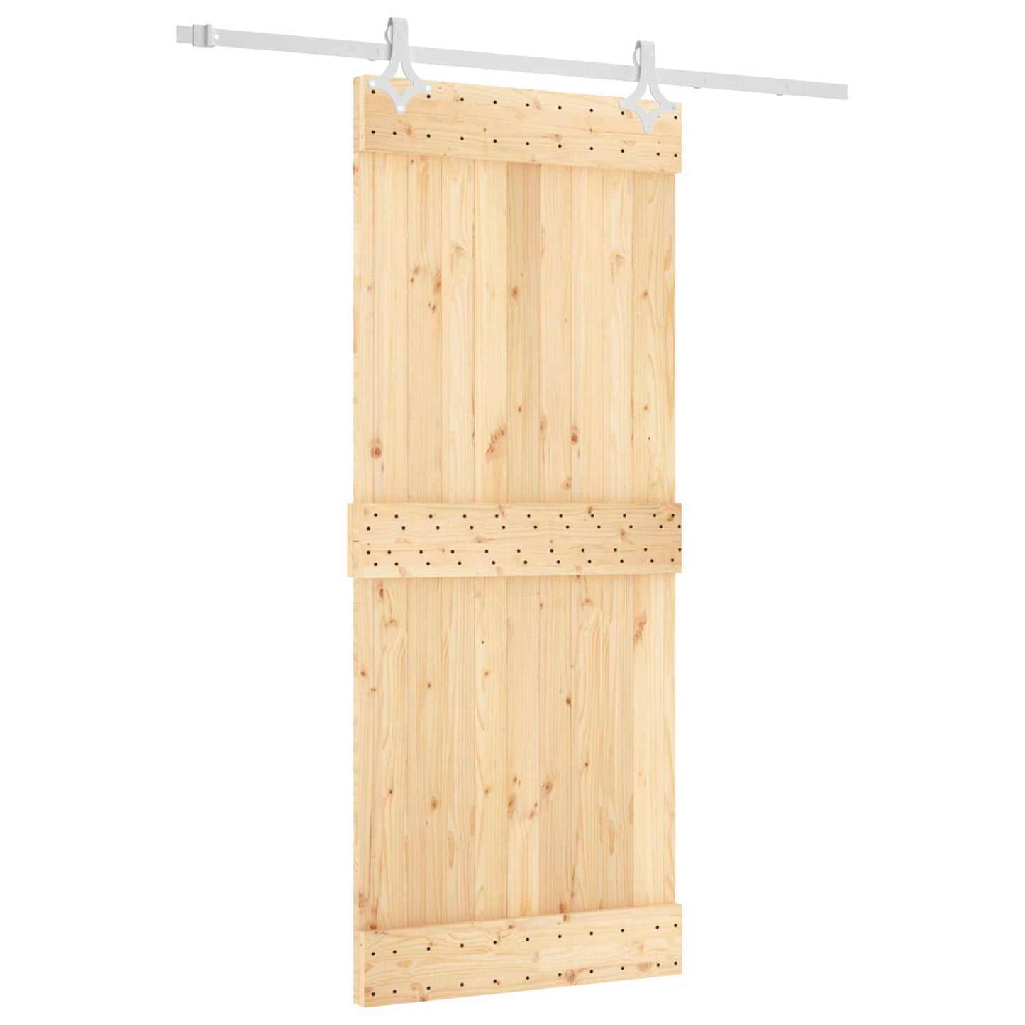 Sliding Door Natural and White 85 x 210 cm Solid Pine Wood
