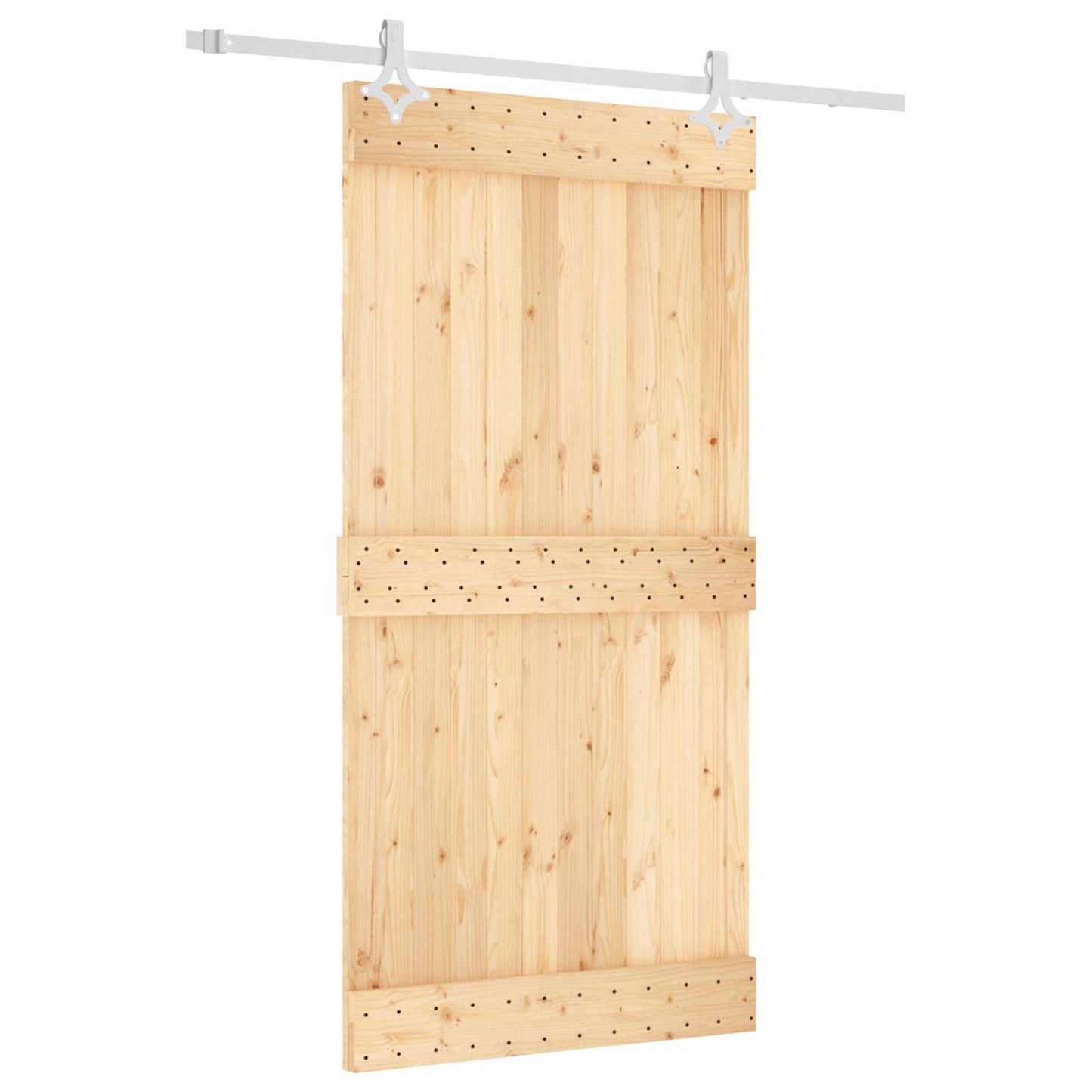 Sliding Door Natural and White 100 x 210 cm Solid Pine Wood