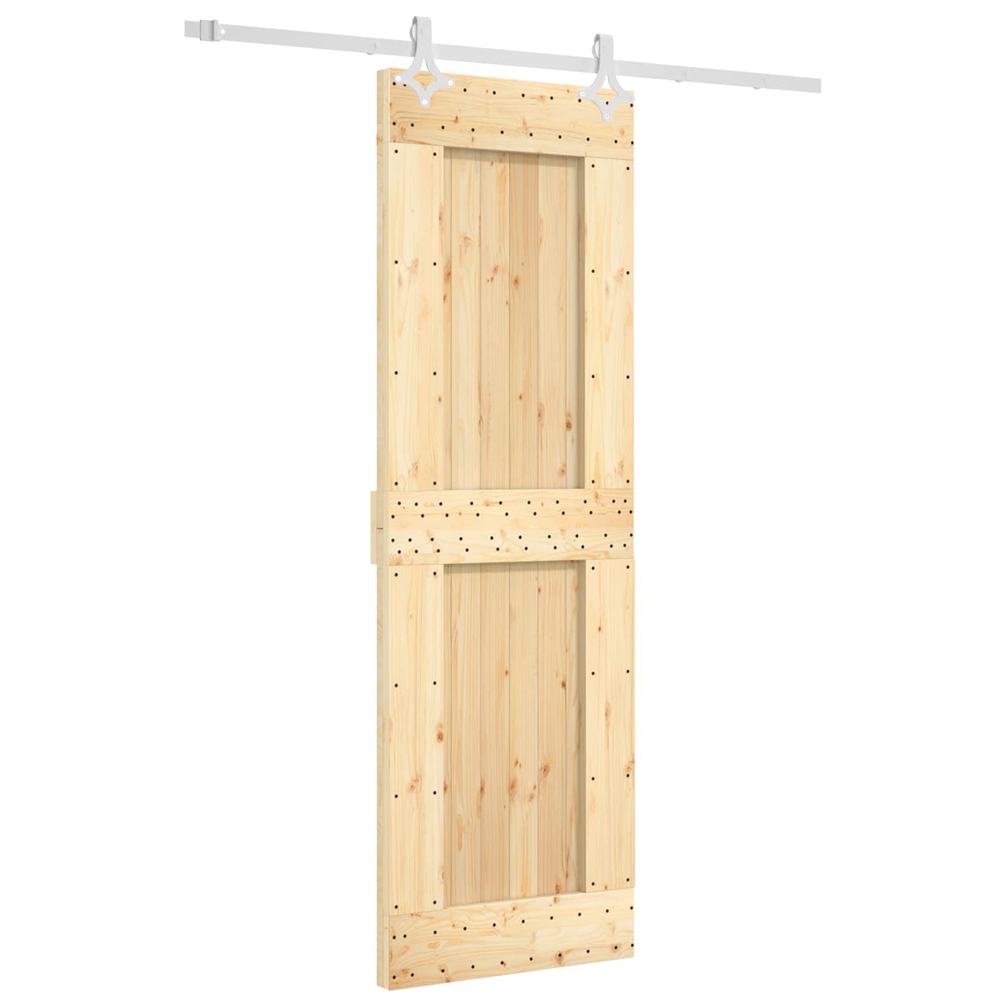 Sliding Door Natural and White 70 x 210 cm Solid Pine Wood