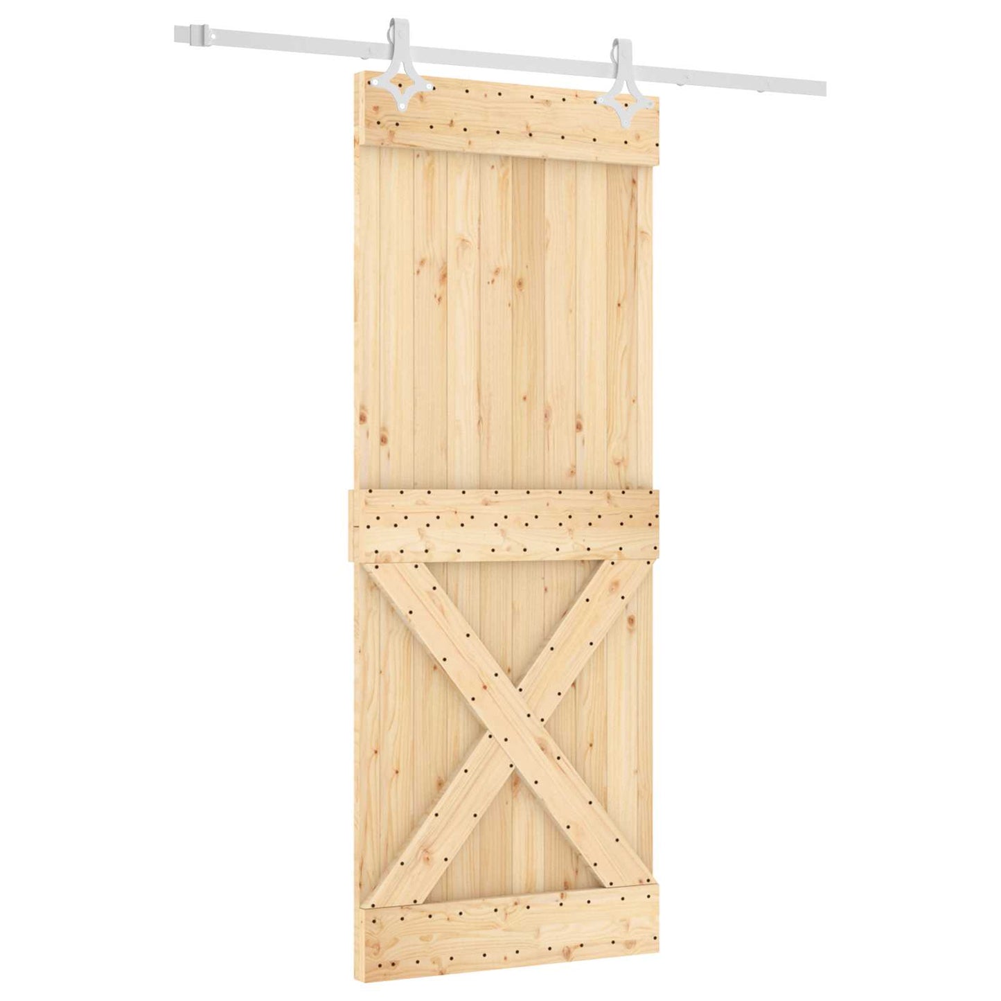 Sliding Door Natural and White 80 x 210 cm Solid Pine Wood