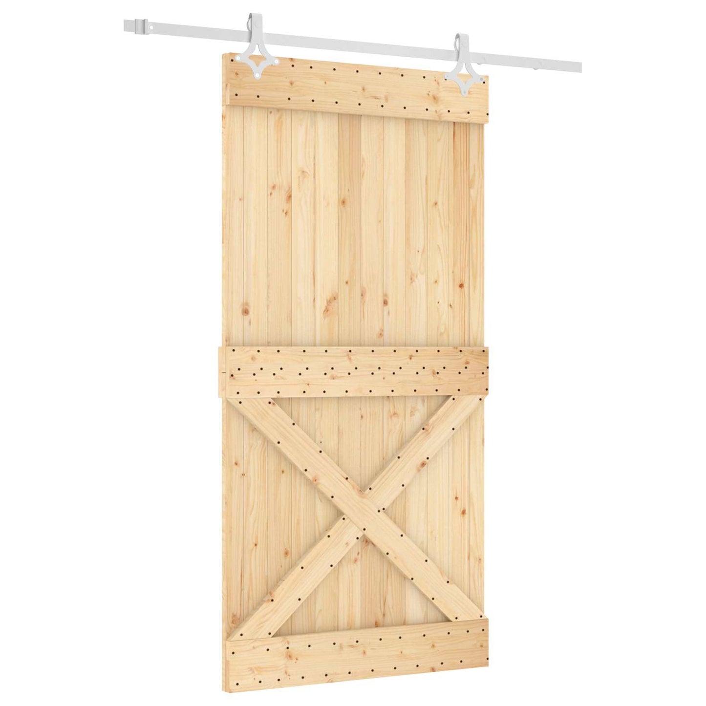 Sliding Door Natural and White 100 x 210 cm Solid Pine Wood