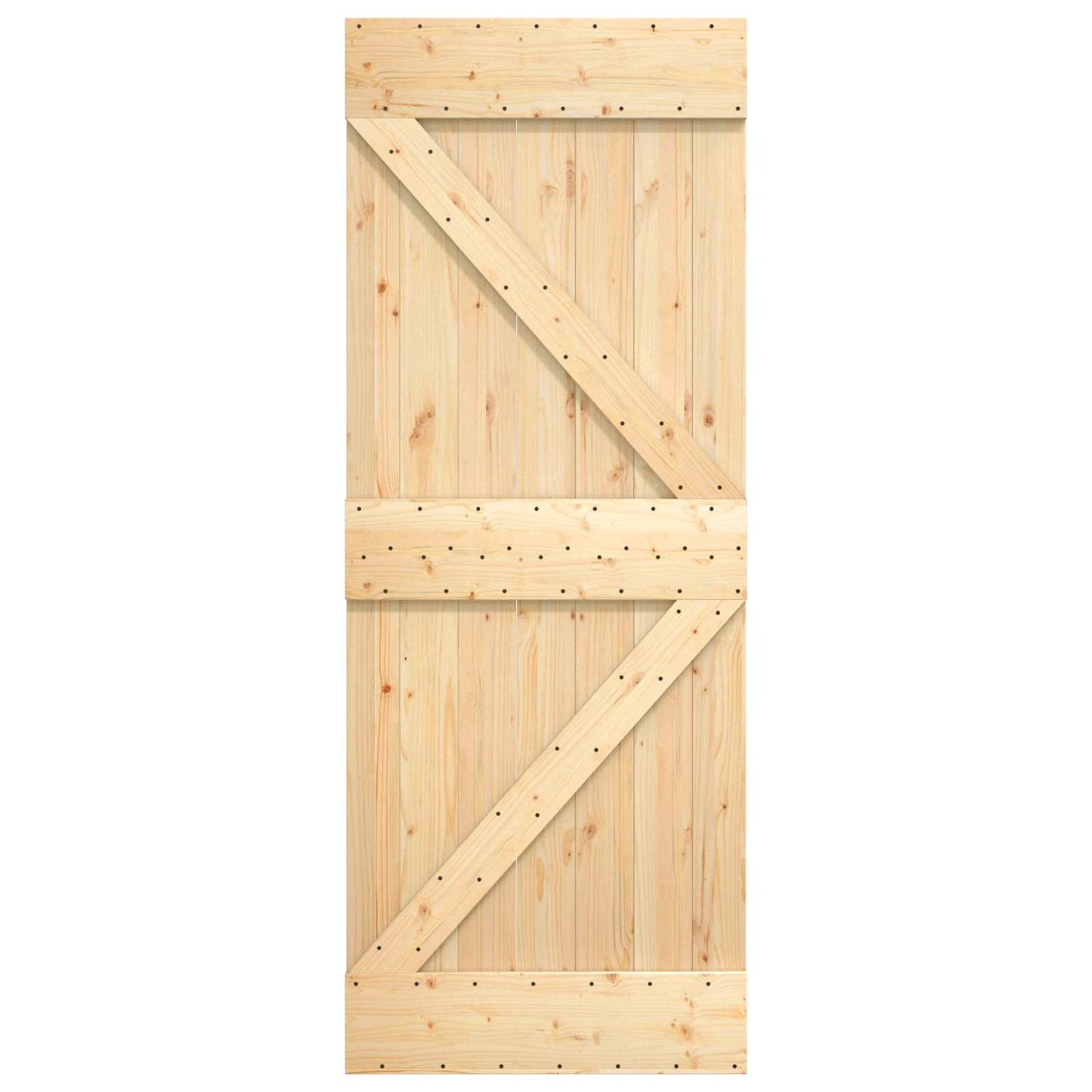 Sliding Door Natural and Black 85 x 210 cm Solid Pine Wood